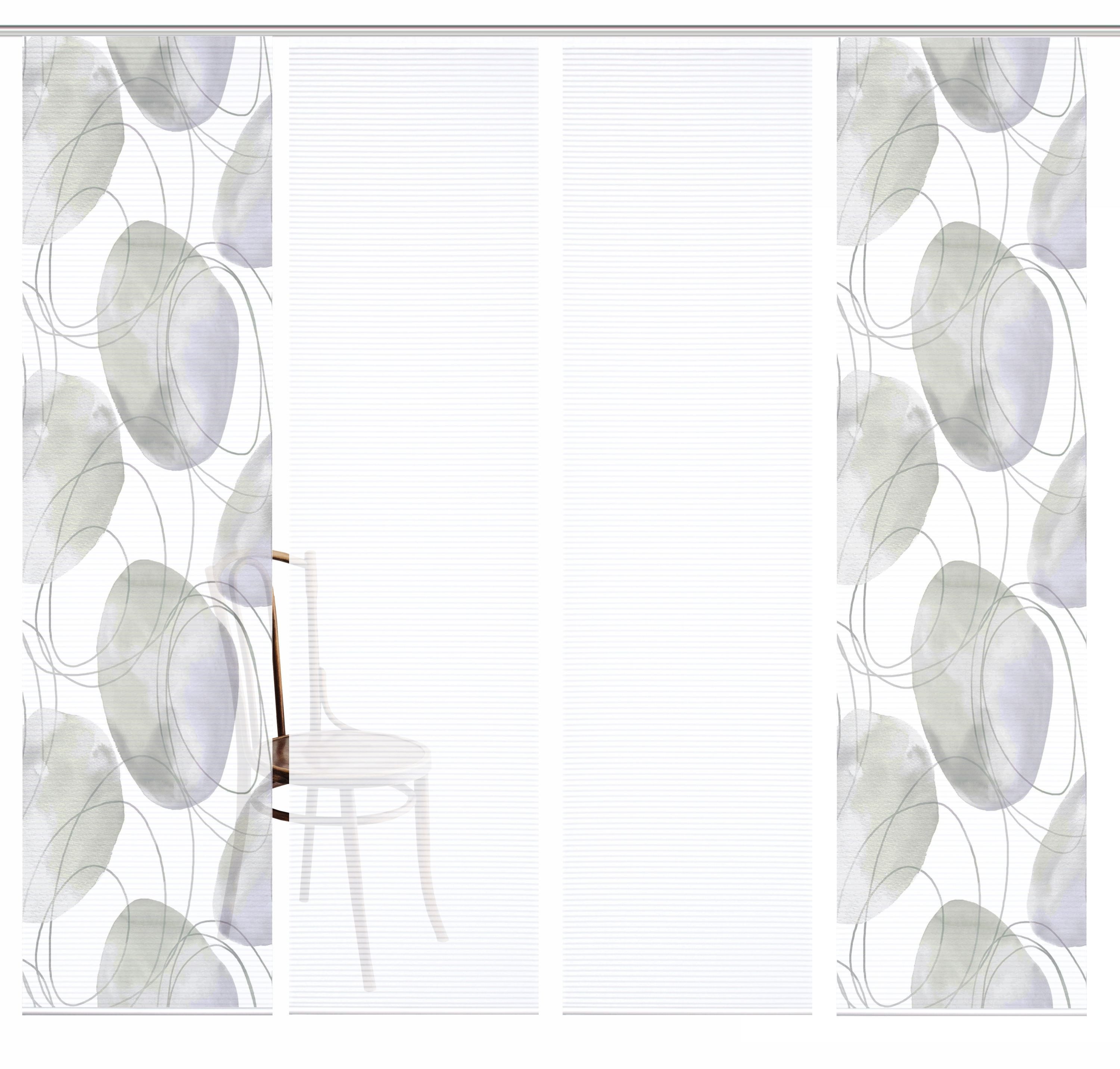 HOME WOHNIDEEN Schiebegardine HIG Schiebegardine ELLRIK, recycelt, 245x60 cm, bedruckt, Bambusoptik (4 St), Paneelwagen, halbtransparent, Polyester (recycelt) Polyester