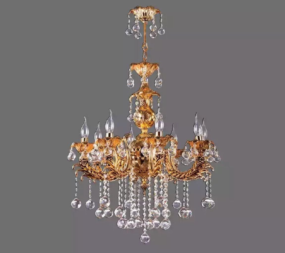 Kristall Gold Lüster Kronleuchter Deckenleuchte JVmoebel in Deckenlampe Lampe, Europa Deckenleuchter Made
