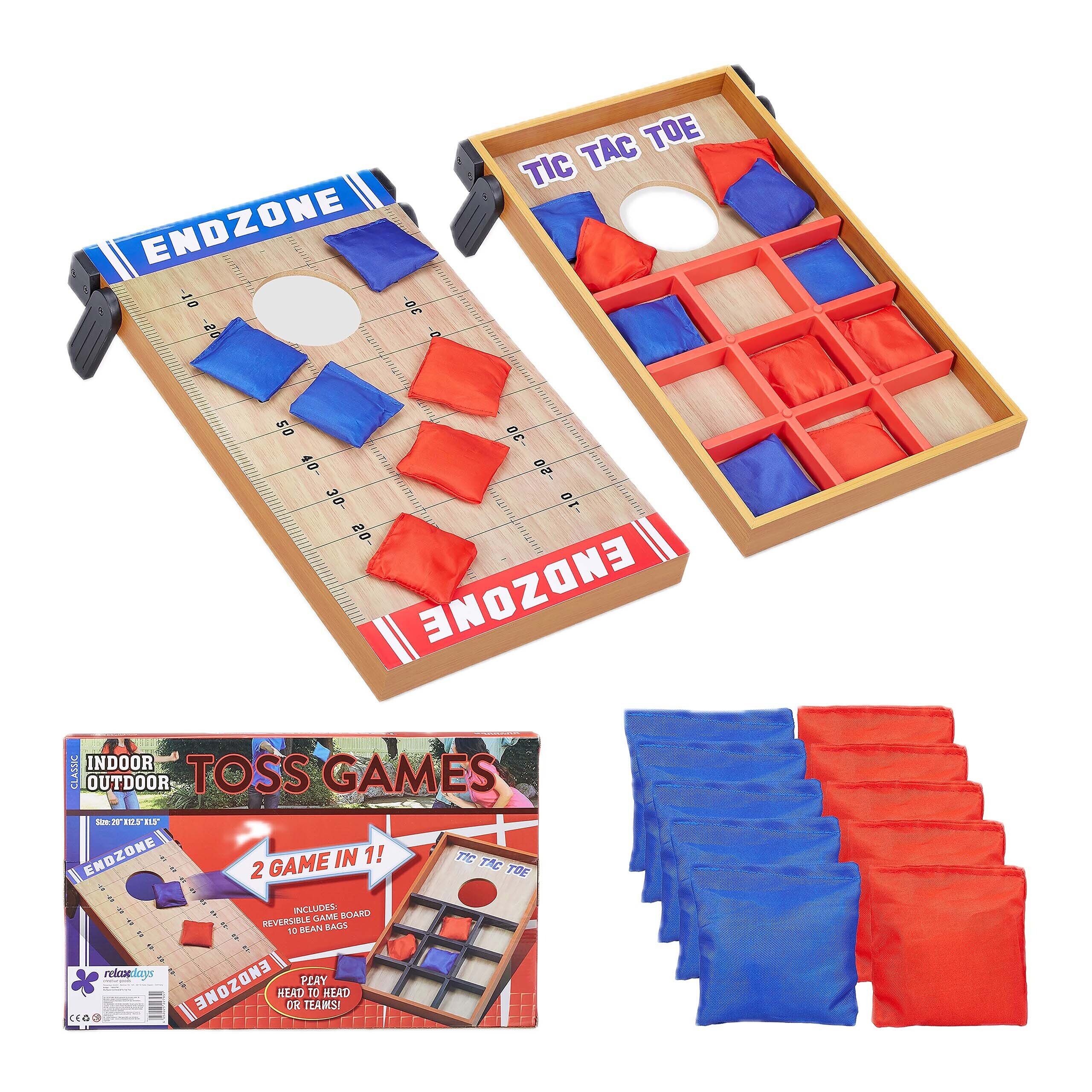 relaxdays Spielesammlung 2 in 1 Wurfspiel Cornhole & Tic Tac Toe, 2 in 1 Wurfspiel Cornhole & Tic Tac Toe