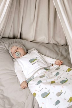 Mama Poppins Germany Babyschlafsack Ganzjahres Schlafsack 2.5 TOG mit süßen Schriftzügen, ganzjahres Schlafsack, empfohlen für Raumtemperatur 20-24 Grad