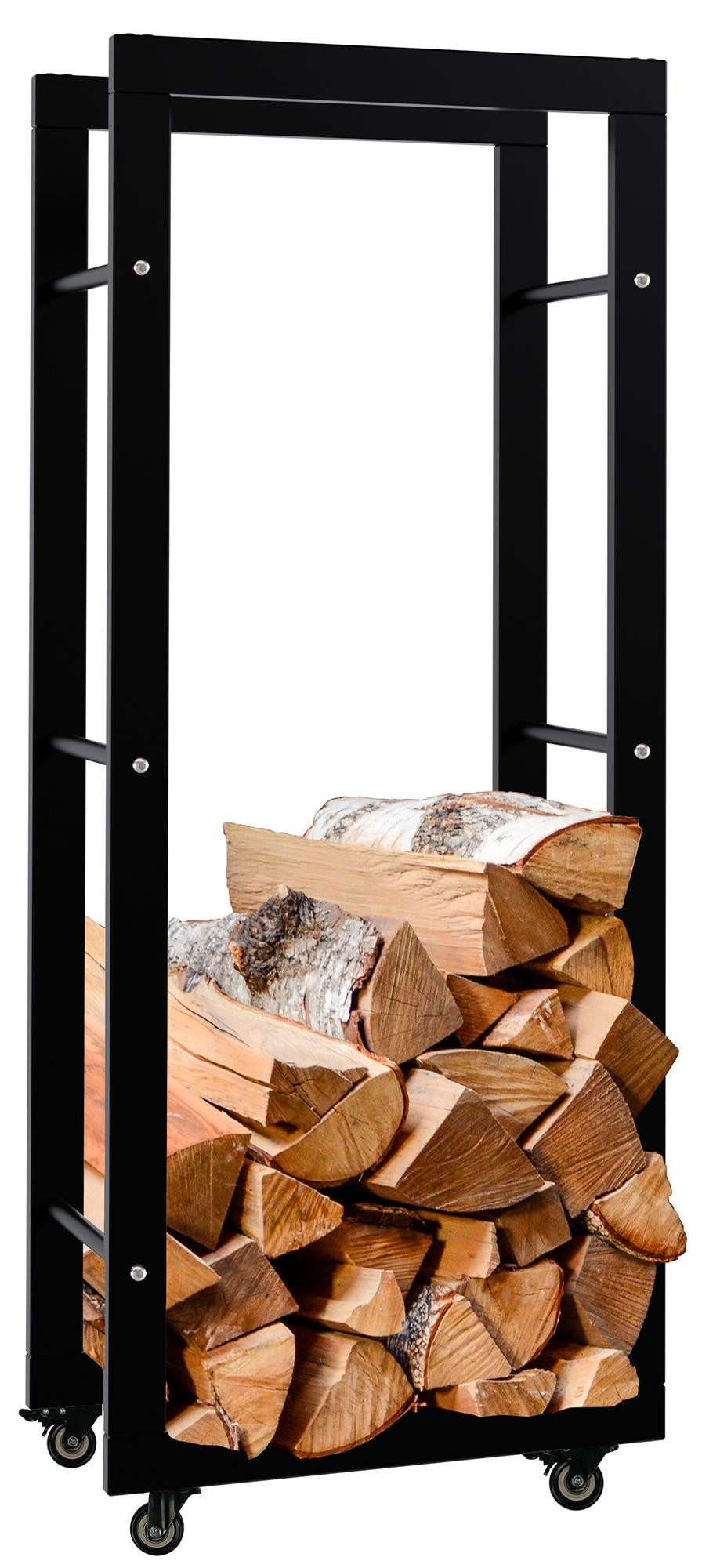 CLP Kaminholzregal Keri, BxTxH:40x25x100 cm, auf Hartbodenrollen, Metall pulverbeschichtet
