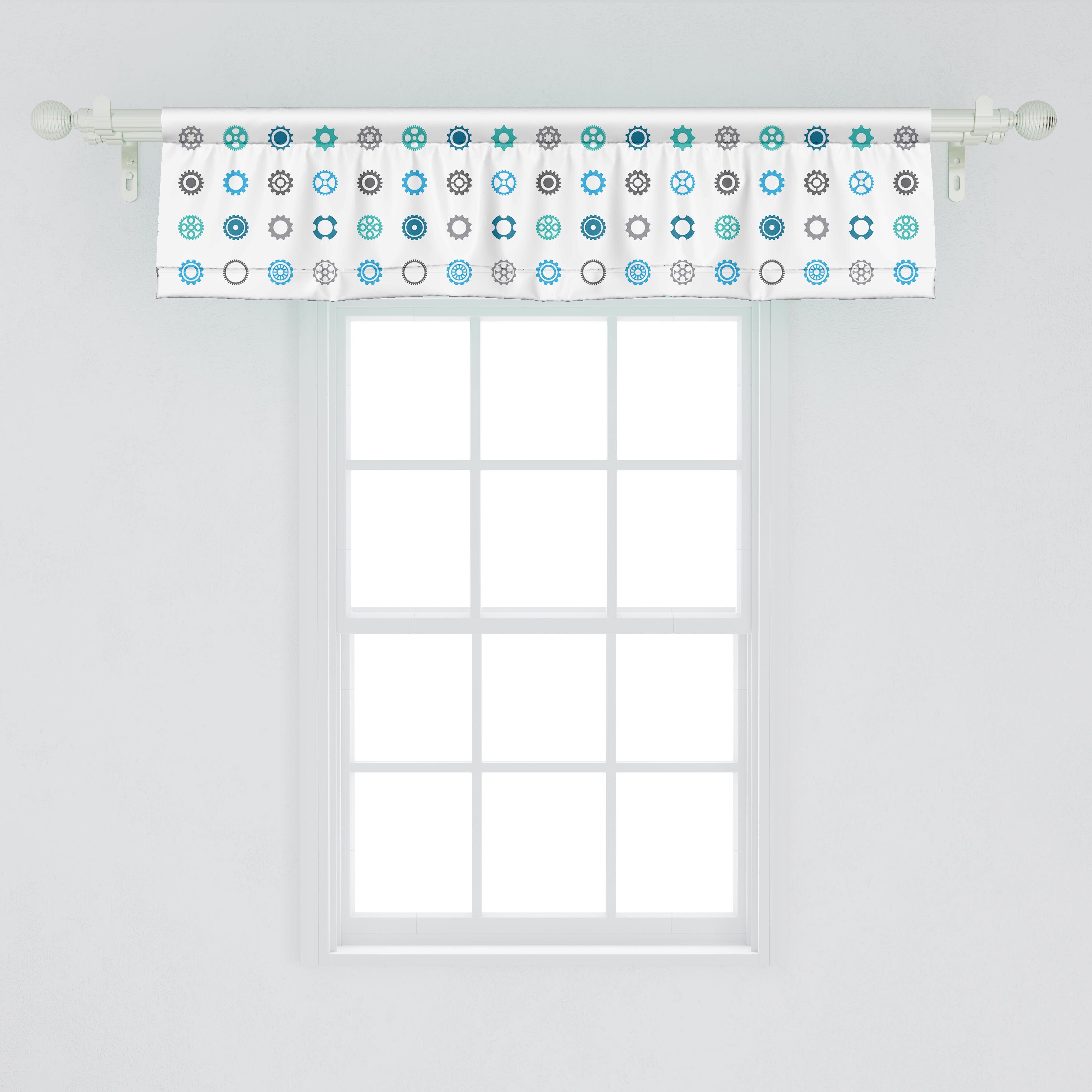 Küche Scheibengardine Vorhang industriell mit Volant Dekor Radsätze Kunst-Muster für Abakuhaus, Microfaser, Stangentasche, Schlafzimmer