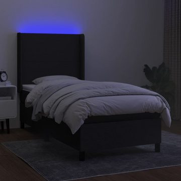 vidaXL Bett Boxspringbett mit Matratze & LED Schwarz 90x200 cm Stoff