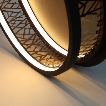 ZMH LED Deckenleuchte Deckenlampe schwarz Wohnzimmer warmweiß, LED fest integriert