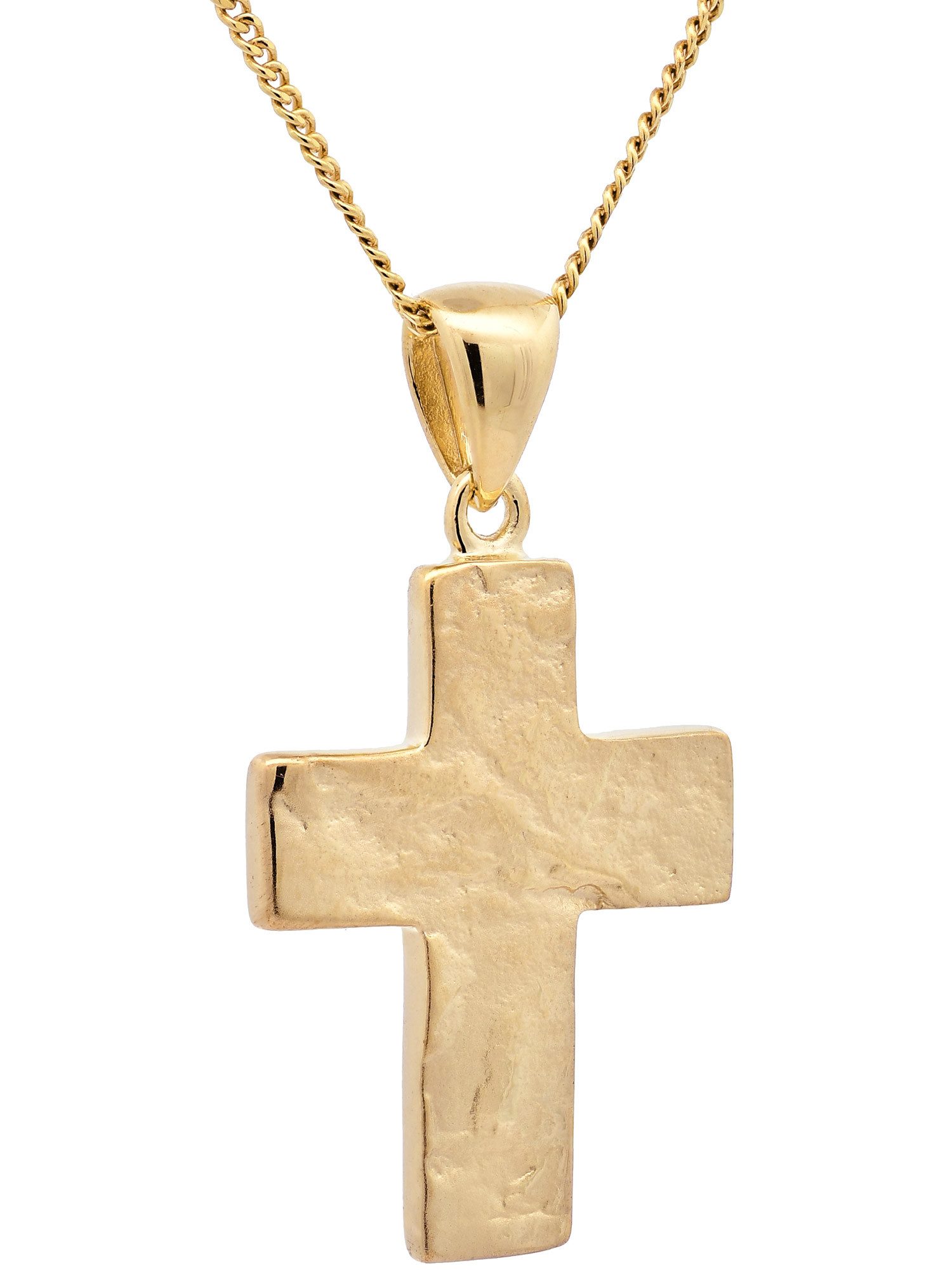 Kreuzanhänger Anhänger Kreuz 333-8 Karat Gold mit vergoldeter Silberkette 36 cm