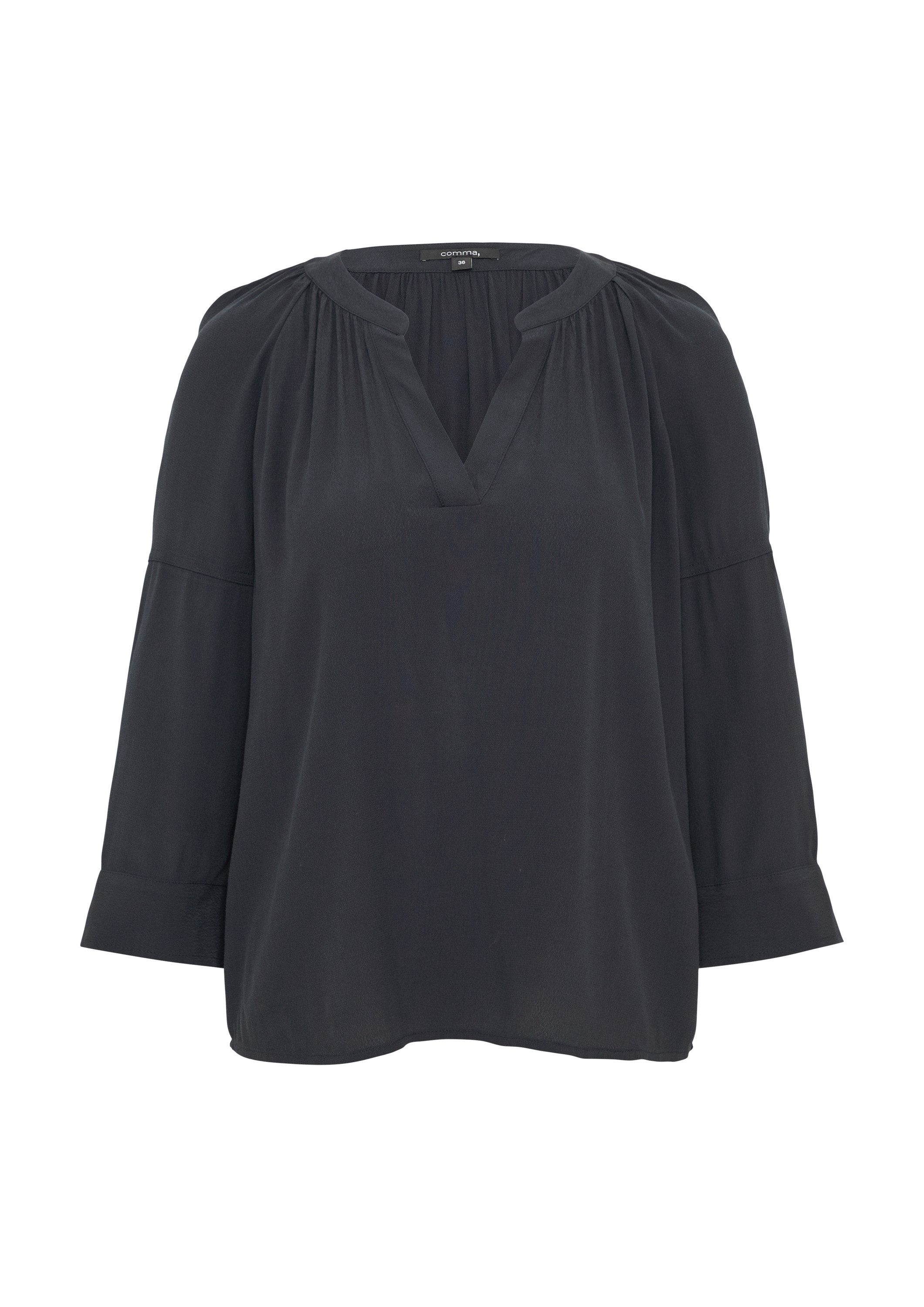 comma Kurzarmbluse Bluse Tunikabluse aus Viskose-Crêpe günstig online kaufen