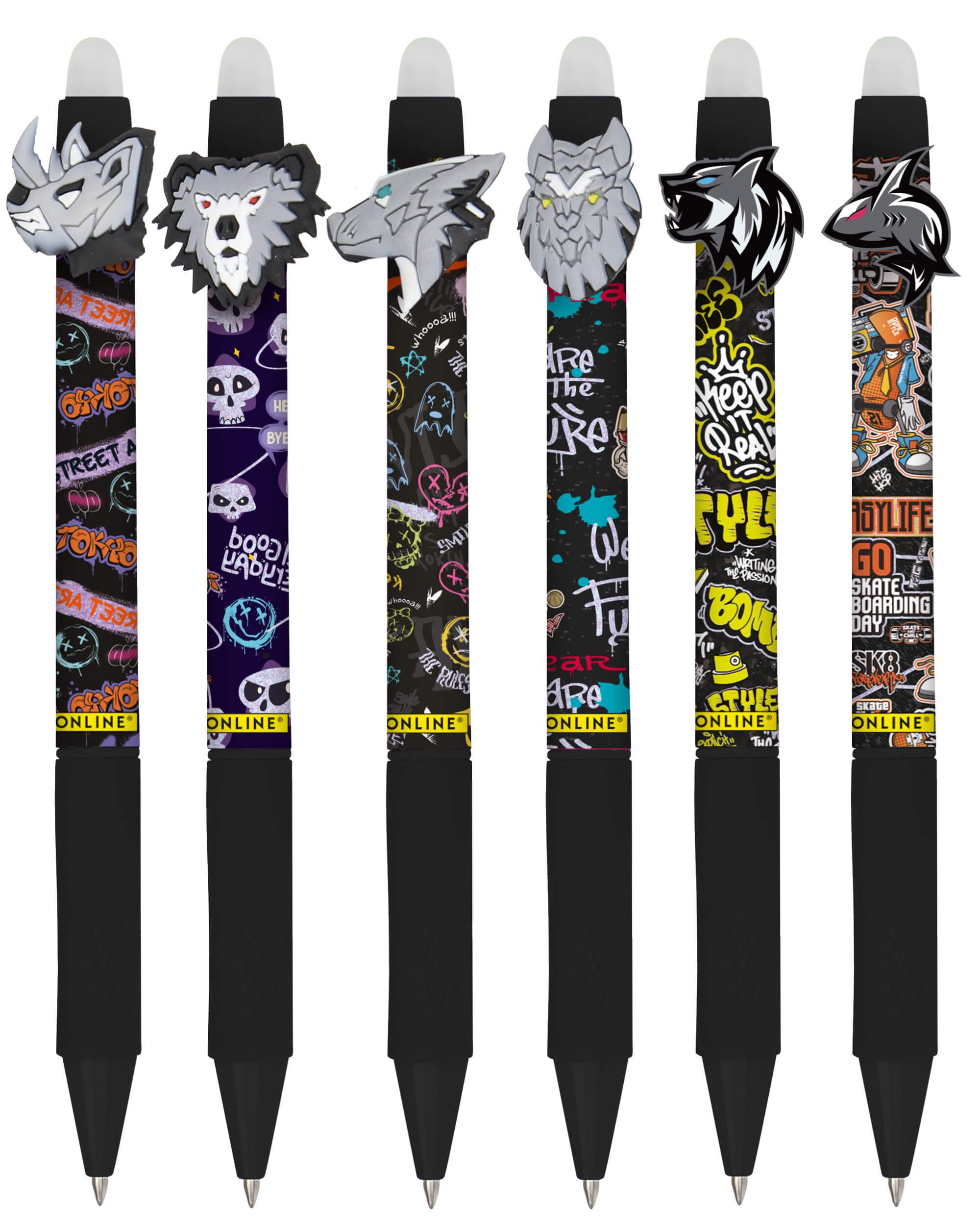 Online Pen Gelroller magiXX Fun Angry Animals, Radierbare Gelschreiber, 6 Stück