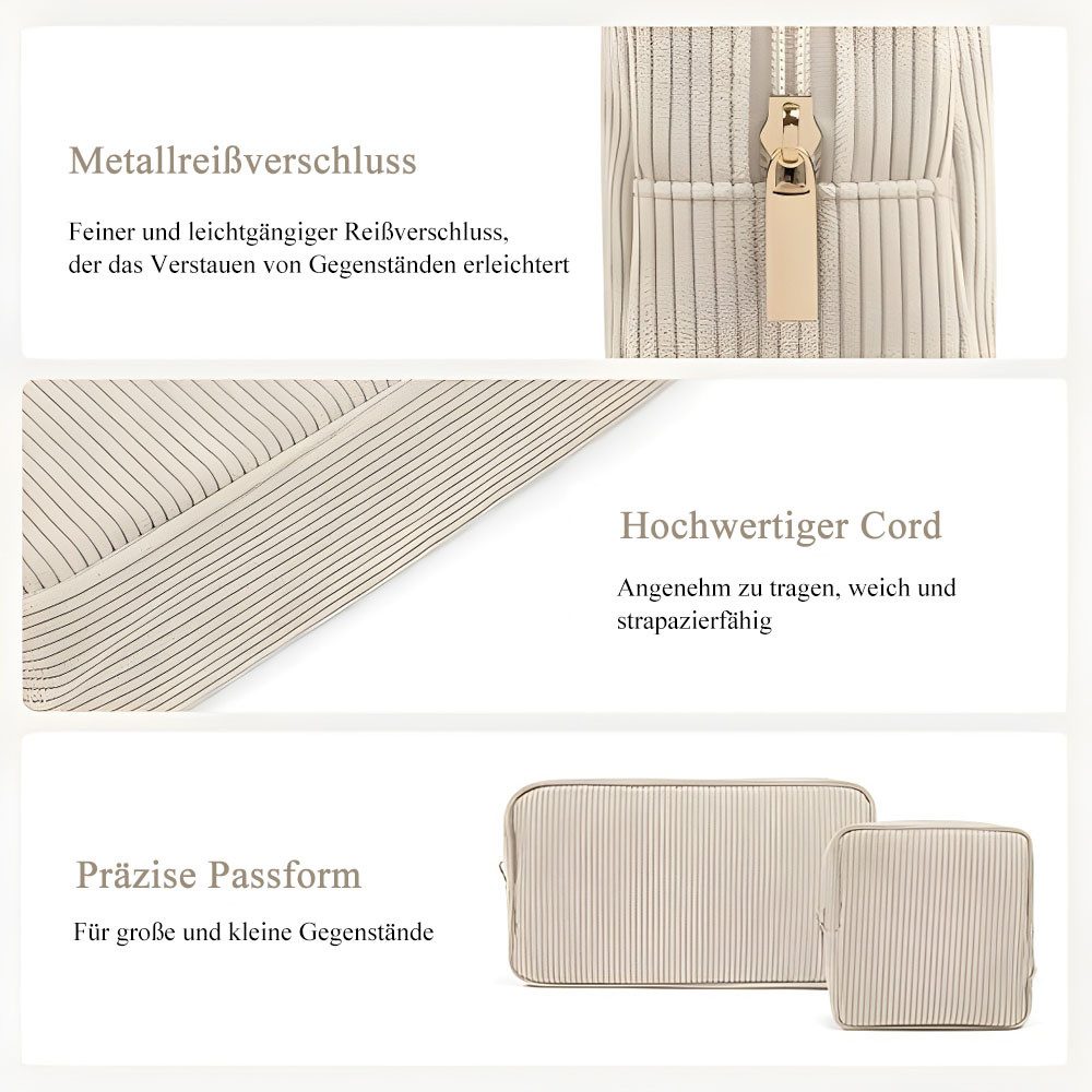 AFKSMILE Kosmetiktasche Kosmetiktasche Klein für Handtasche, Cord Schminktasche mit Fächern