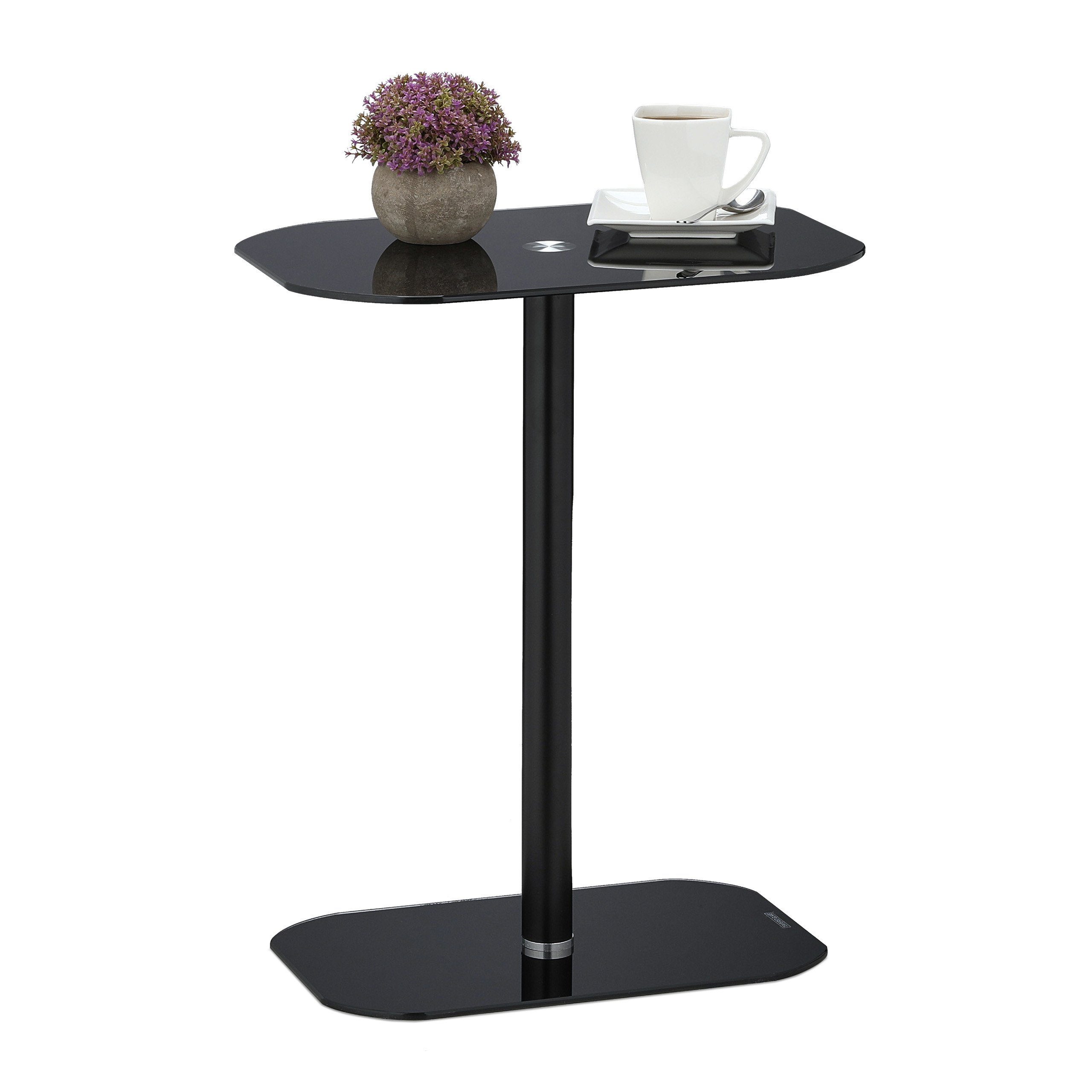 relaxdays Beistelltisch Schwarzer Beistelltisch Glas günstig online kaufen