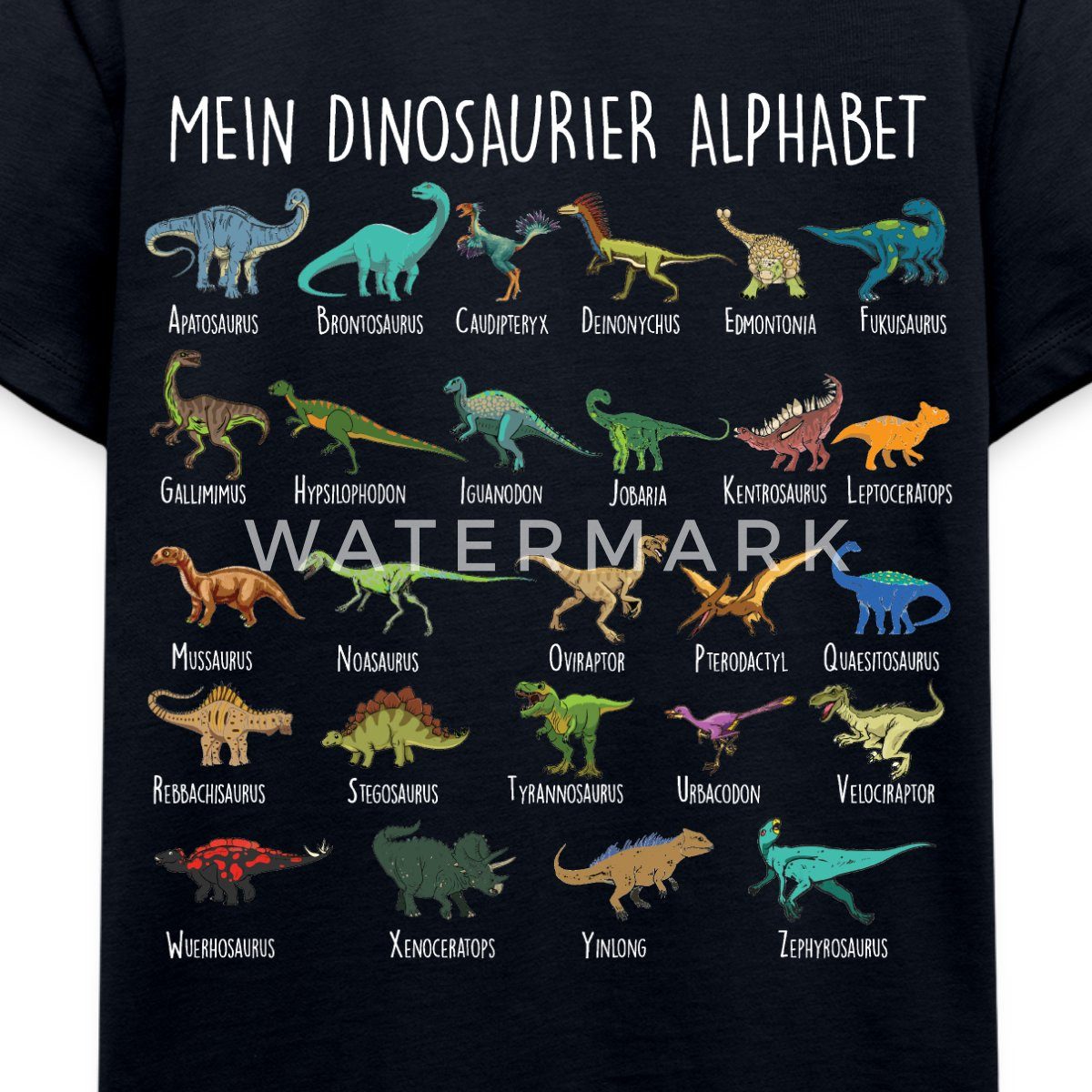 Spreadshirt T-Shirt Dinosaurier Alphabet Einschulung Kinder Premium T-Shirt (1-tlg) – Bild 2 von 5