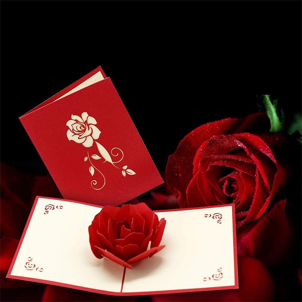 3D Rosen Geburtstag CTGtree rot Grußkarten Pop-Up-Grußkarten