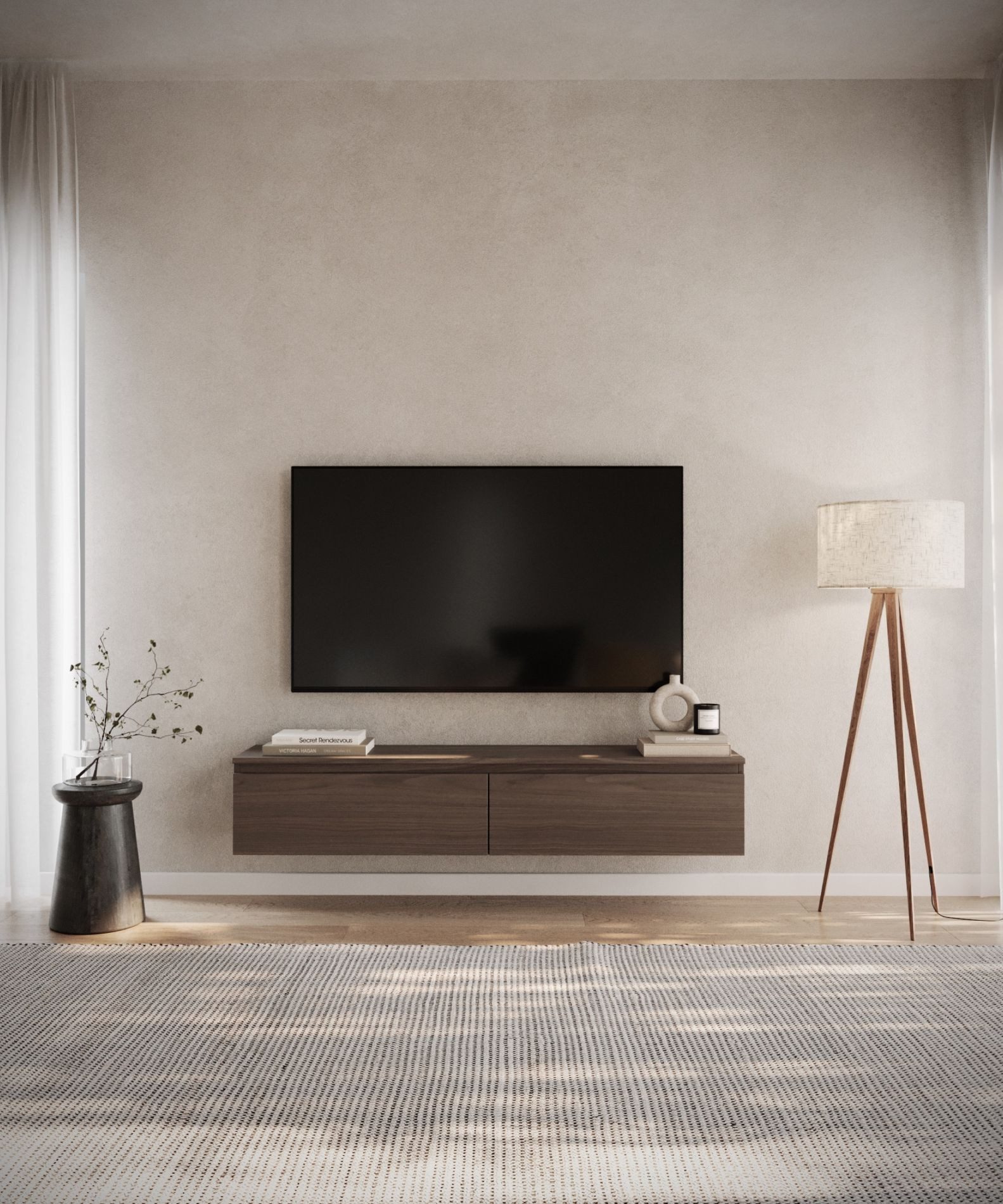 Selsey TV-Schrank BEMMI Hängendes TV-Möbel mit Klappenfächern, 4 Breiten, matt, minimalistisch