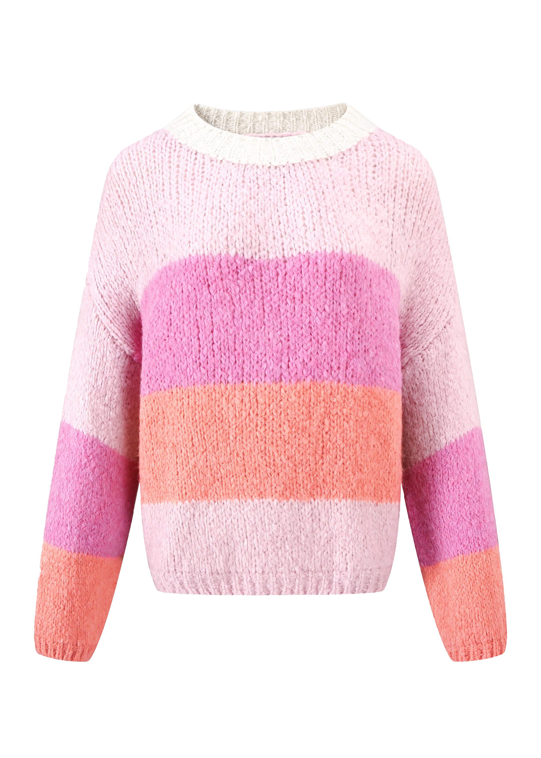 SASSYCLASSY Strickpullover Locker gestreifter Strickpullover in Rosa-Peach günstig online kaufen