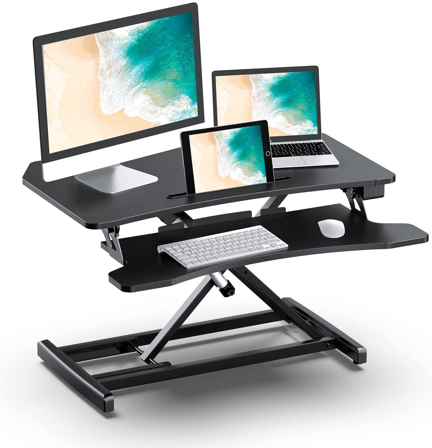 ABOX Schreibtisch »GSD63HE« (set, Sitz-Steh-Schreibtisch), Elektrisch  höhenverstellbarer Schreibtisch, Stehpult Automatisches Anheben mit  Tastaturablage, Schwarz, Large online kaufen | OTTO