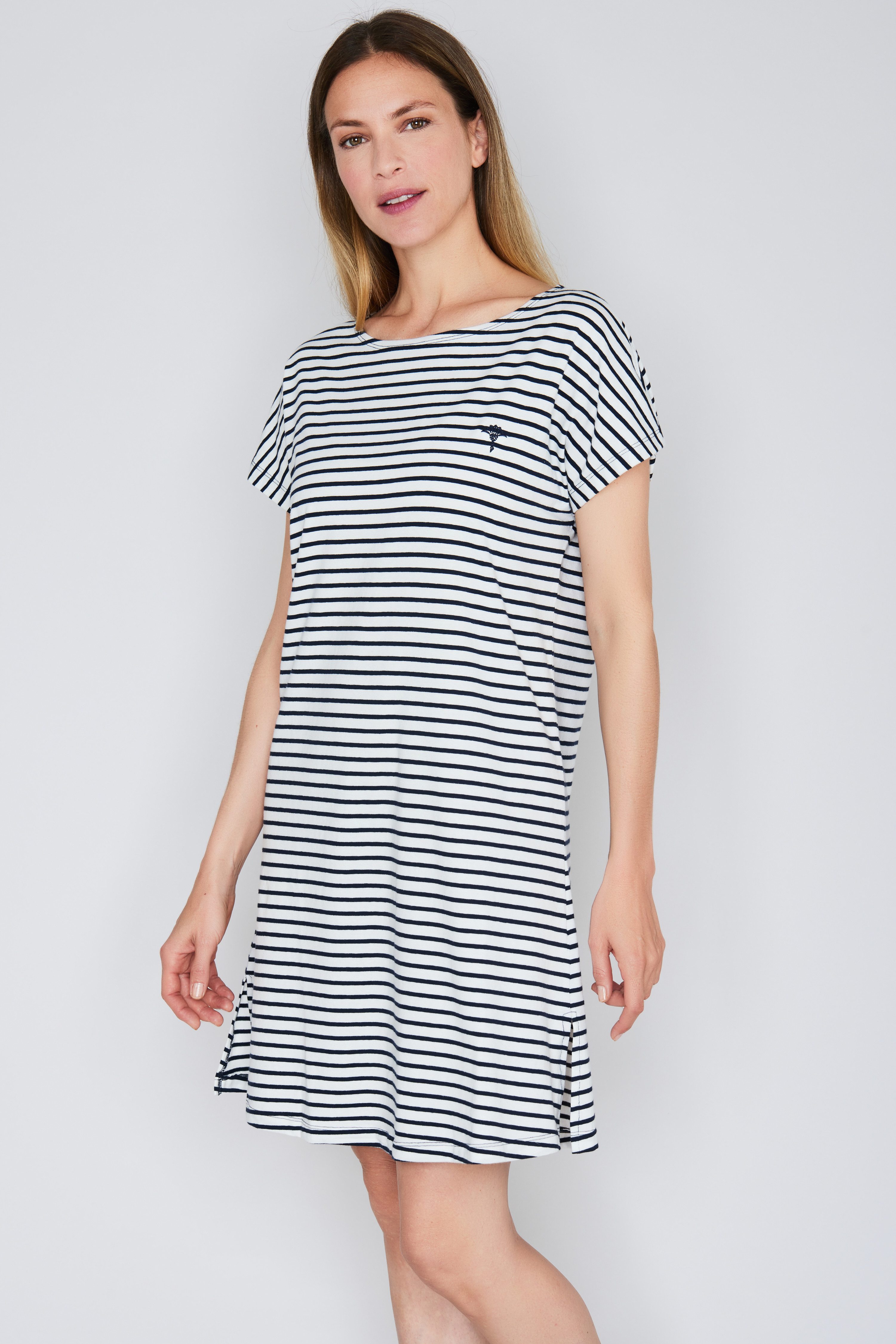 JOOP! Nachthemd Cosy kurzärmelig, Cornflower-Stitching, gestreift günstig online kaufen