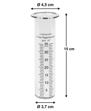 DanDiBo Regenmesser Glas 15 cm bis 35 mm/m² Ersatzglas für Niederschlagsmesser Regenmesser (passend für viele Regenmesser)