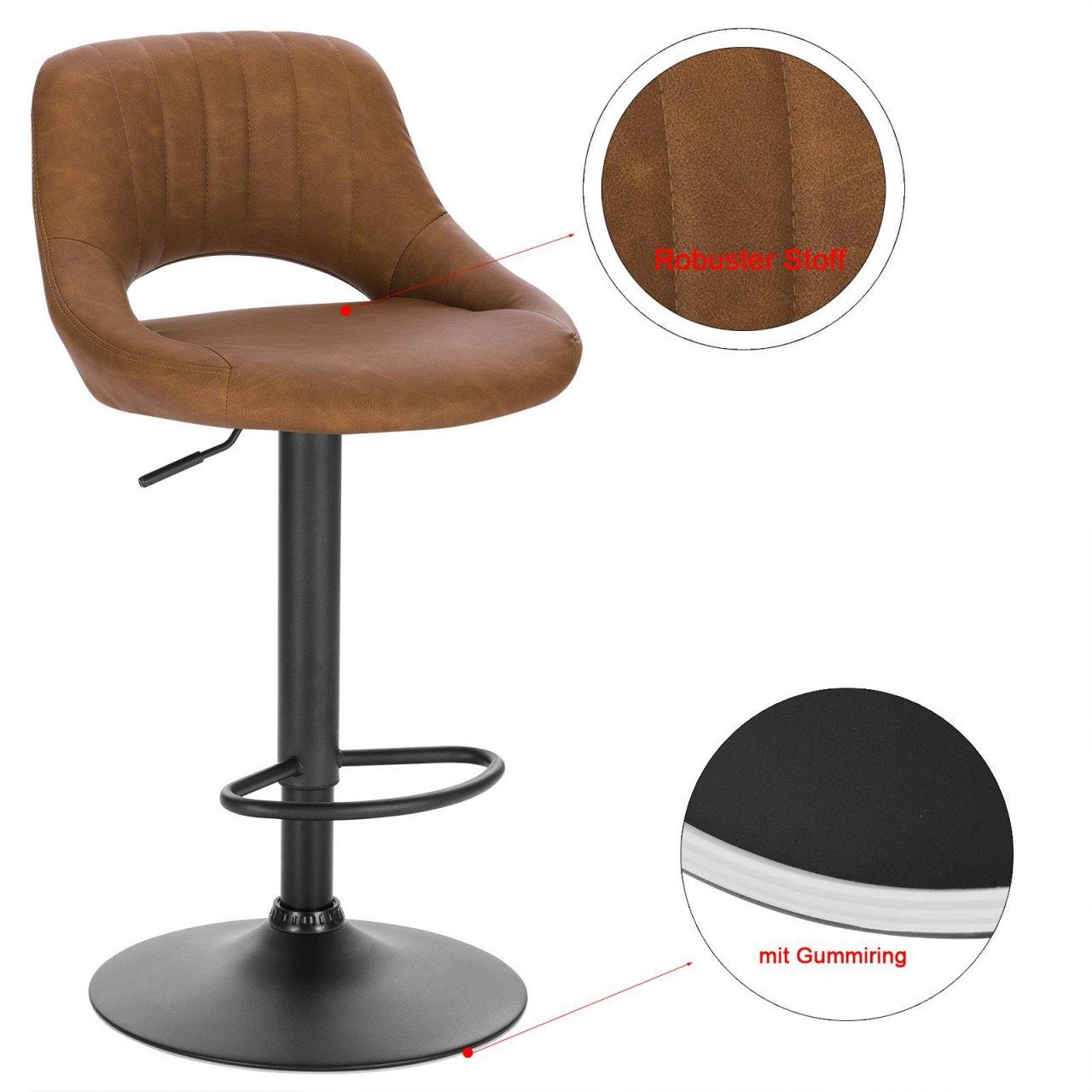 EUGAD Barhocker (4 St), aus Kunstleder und Stahl stufenlos höhenverstellbar