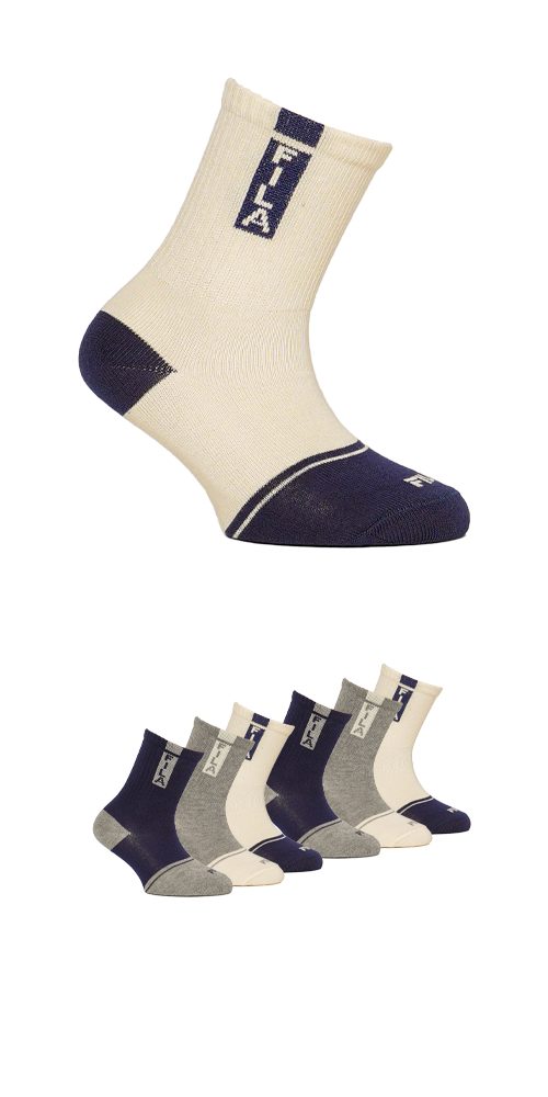 Fila Basicsocken JUNIOR BOY NORMAL PLAIN SOCKS (6-Paar) mit kontrastfarbigen Details