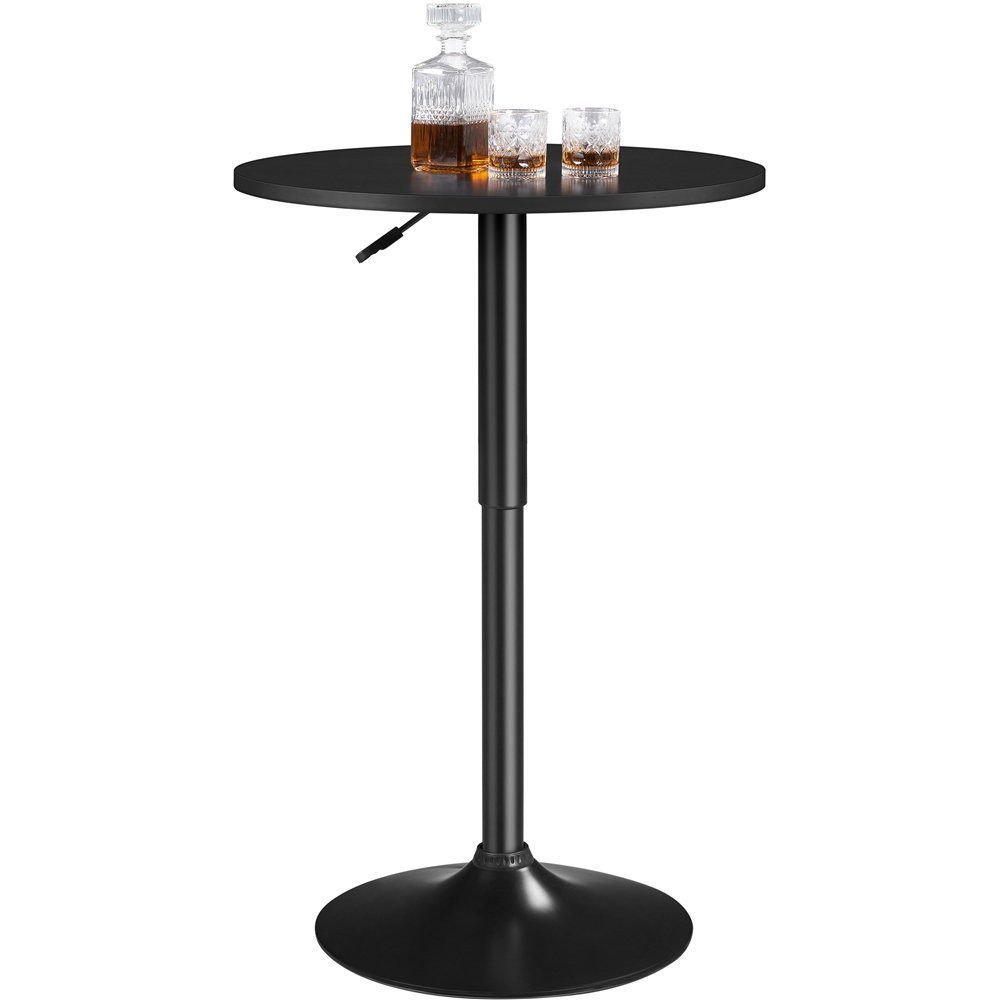 Yaheetech Bartisch, Runder Stehtisch Bistrotisch Ø 60cm höhenverstellbar Full Schwarz