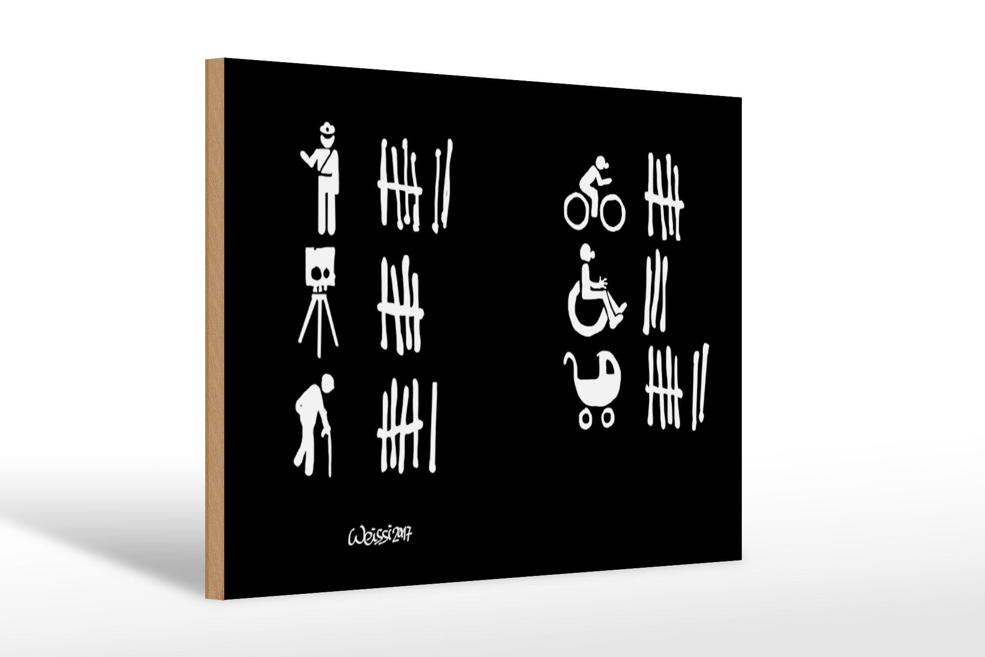 Femer GmbH Holzbild Strichliste 30x20cm Polizei Blitzer Rentner, Sprüche Zitate Lustiges (1 St), Glatte Holzfaserplatte (MDF), vorn beschichtet