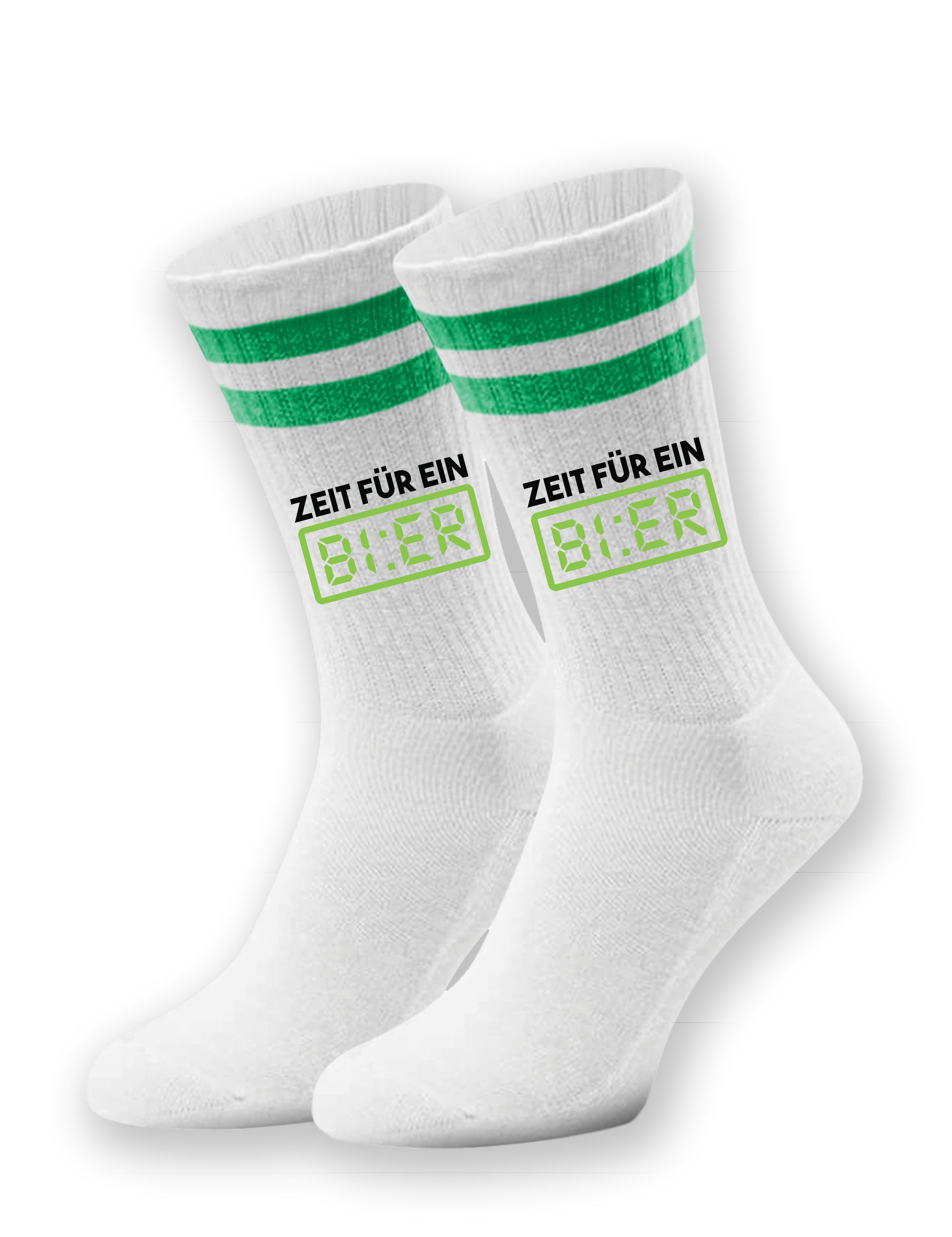 Tennissocken Unisex Socken "Zeit für ein Bier" Aufdruck lustig Geschenk Statement