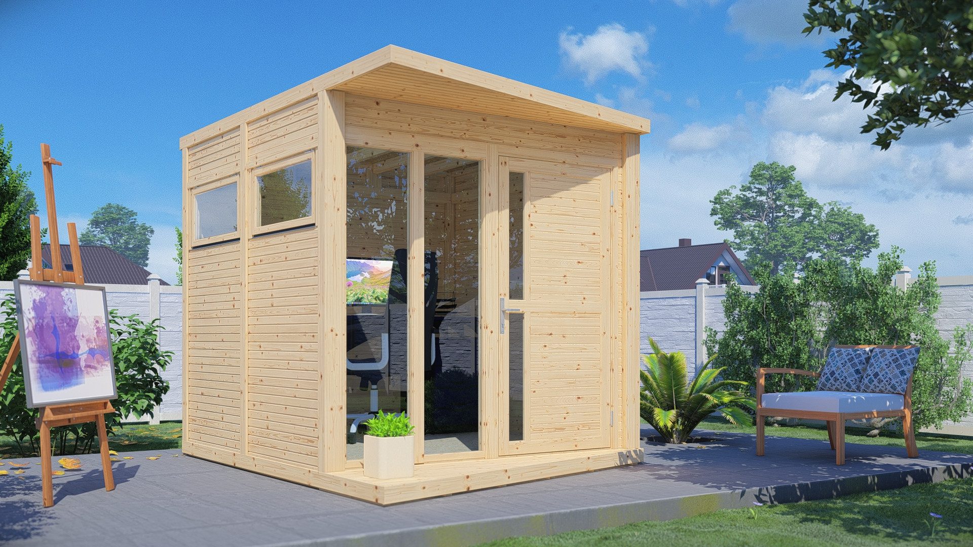 BERTILO Gartenhaus Concept Office, in verschiedenen Farben, BxT: 237x311 cm, mit elegantem Rhombus-Profil in einfacher Elementbauweise