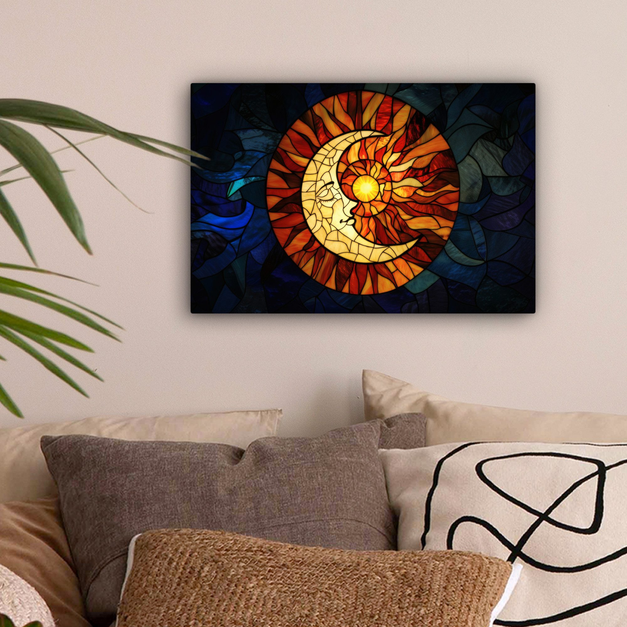 OneMillionCanvasses® Leinwandbild Mosaik - Glas - Mond - Dunkelblau, Fotodr günstig online kaufen