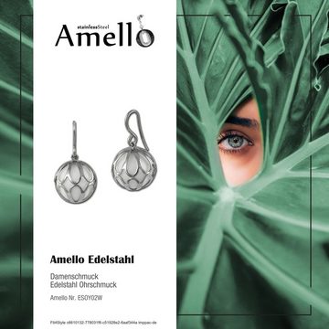 Amello Paar Ohrhänger Amello Ohrringe Edelstahl Ohrhänger Kugel (Ohrhänger), Ohrhänger (Kugel Ornament) ca. 28mm, Edelstahl (Stainless Steel), Farb