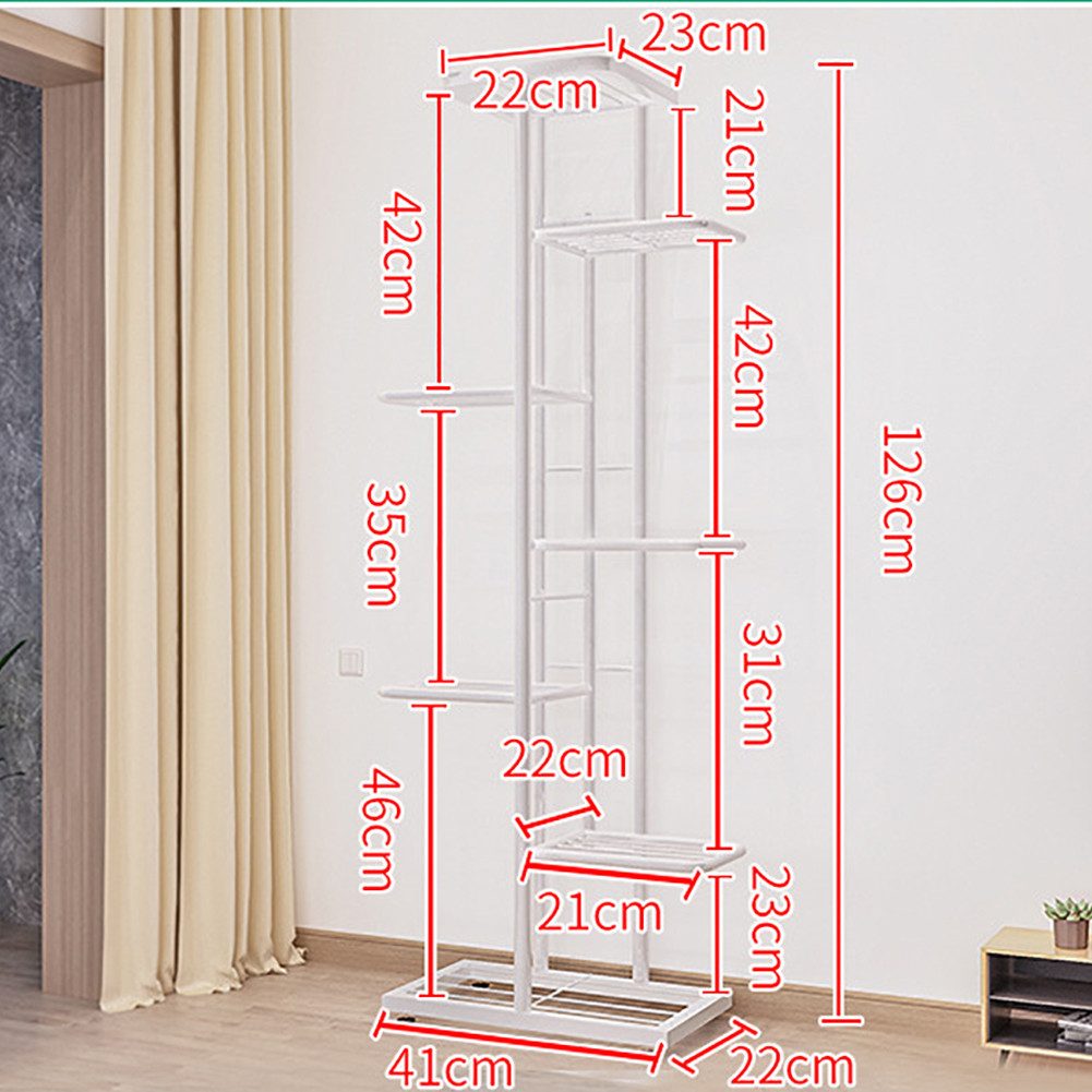 GarveeMore Blumenständer Pflanzenständer 7Tier 8Potted Multiple Blumentopf Halter RegalEckregal, Pflanzenständer Innen und Außen für Terrasse Garten Balkon Wohnzimmer