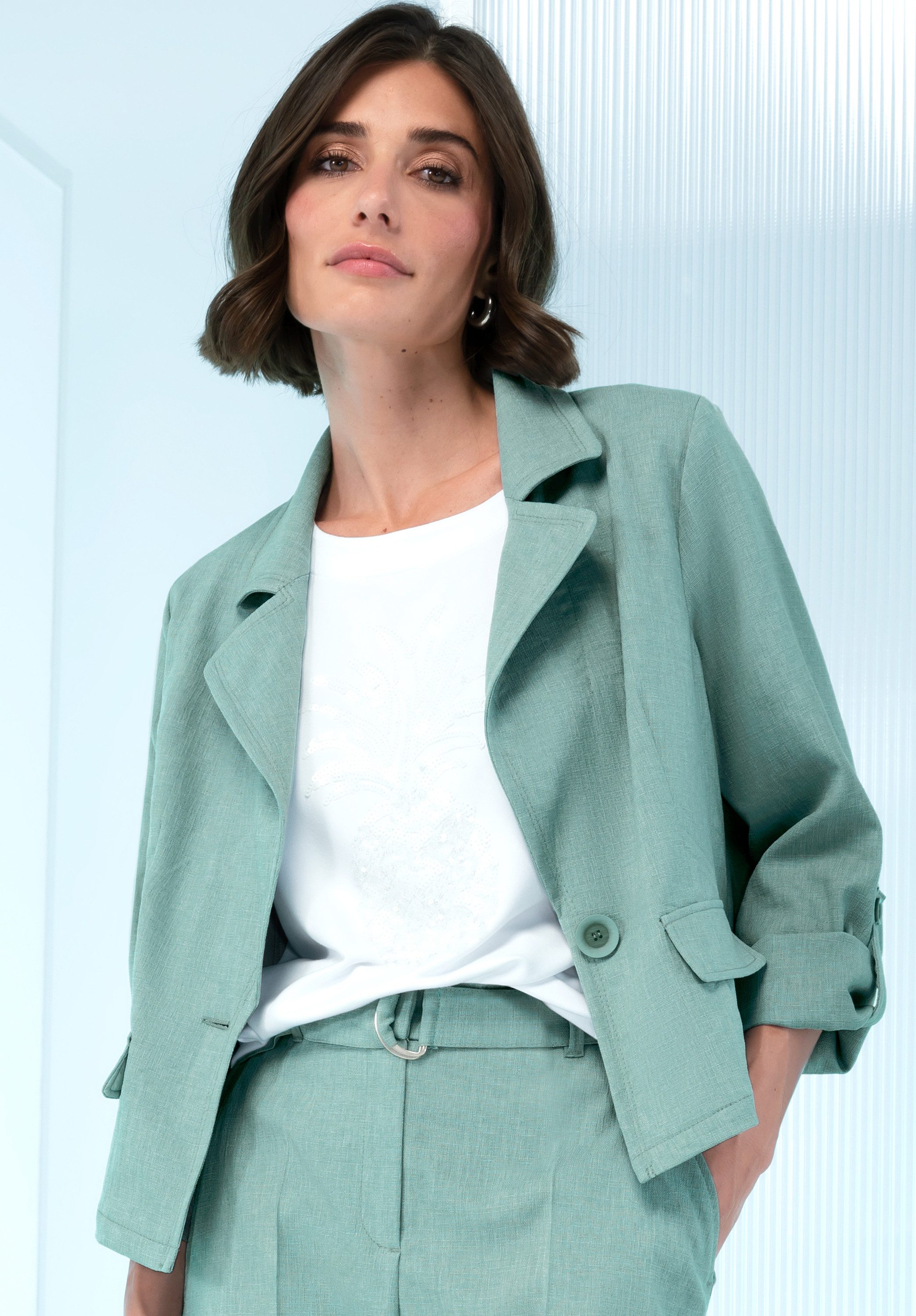 bianca Jackenblazer LOUISA in Leinenoptik in Trendfarbe 'jade' günstig online kaufen