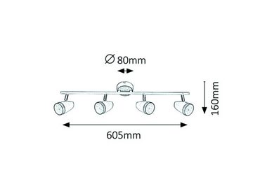 Rabalux LED Deckenspots "Karen" Metall, weiß, 16W, warmweiß, 1120lm, L80mm, mit Leuchtmittel, warmweiß