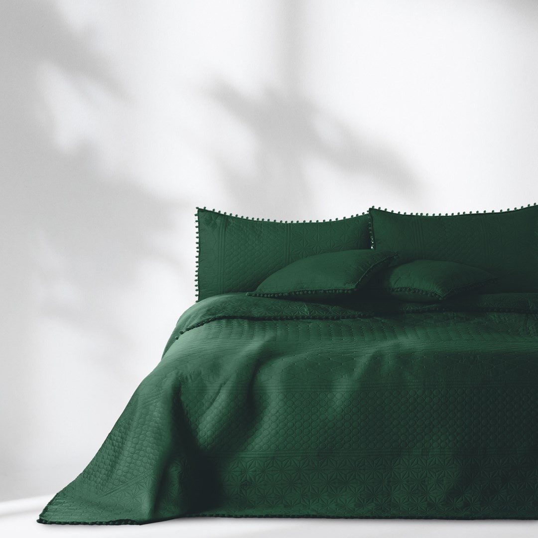 AmeliaHome Tagesdecke Tagesdecke Bettüberwurf Allzweckdecke Wohndecke mit Pompons, Ultrasonic Steppung
