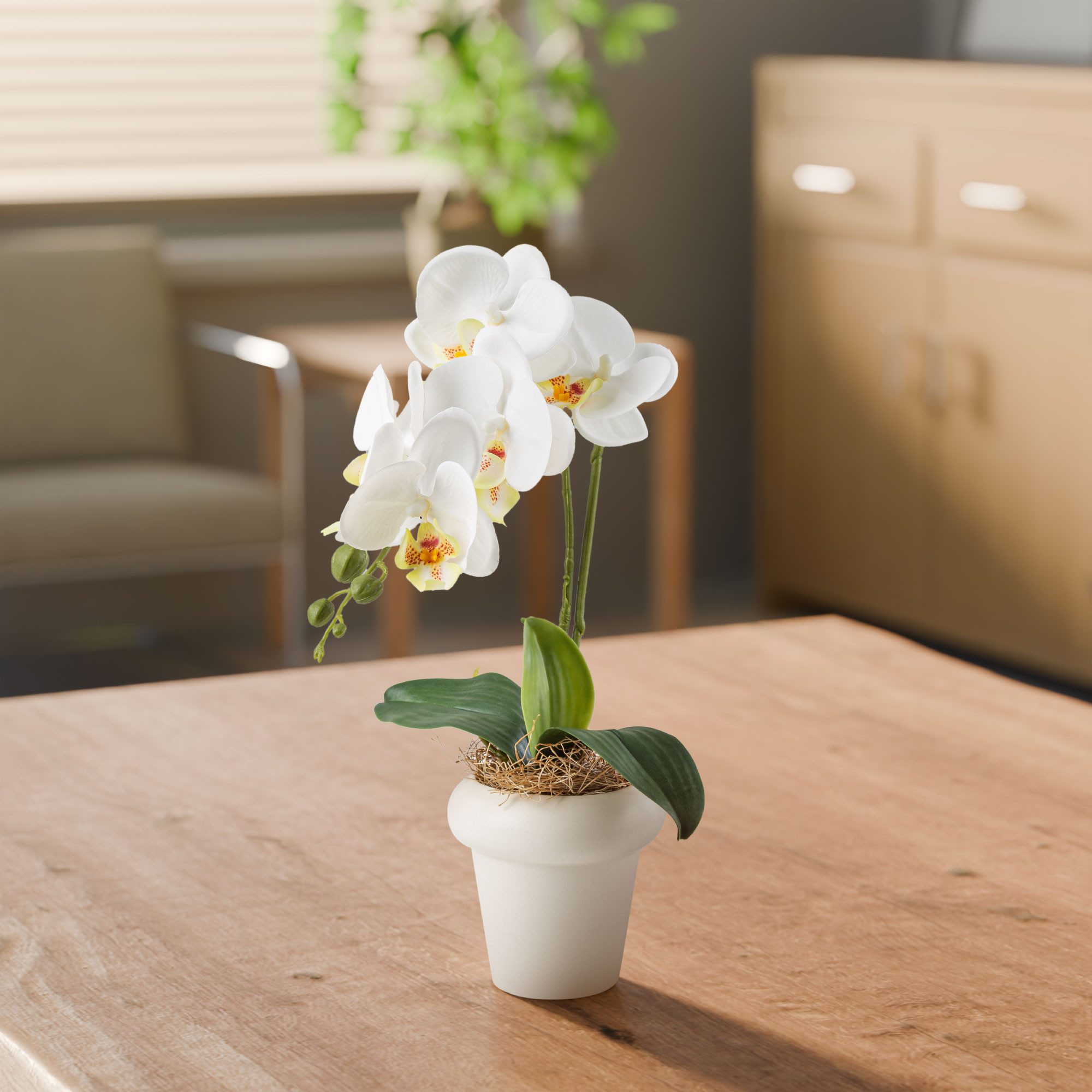 Kunstblume Kunstblumen im Topf, Künstliche Blumen wie echt, Deko Blumen Geranie, Kamelie, Orchidee, Azalee, Veilchen, PASCH, Hochwertiger Keramiktopf