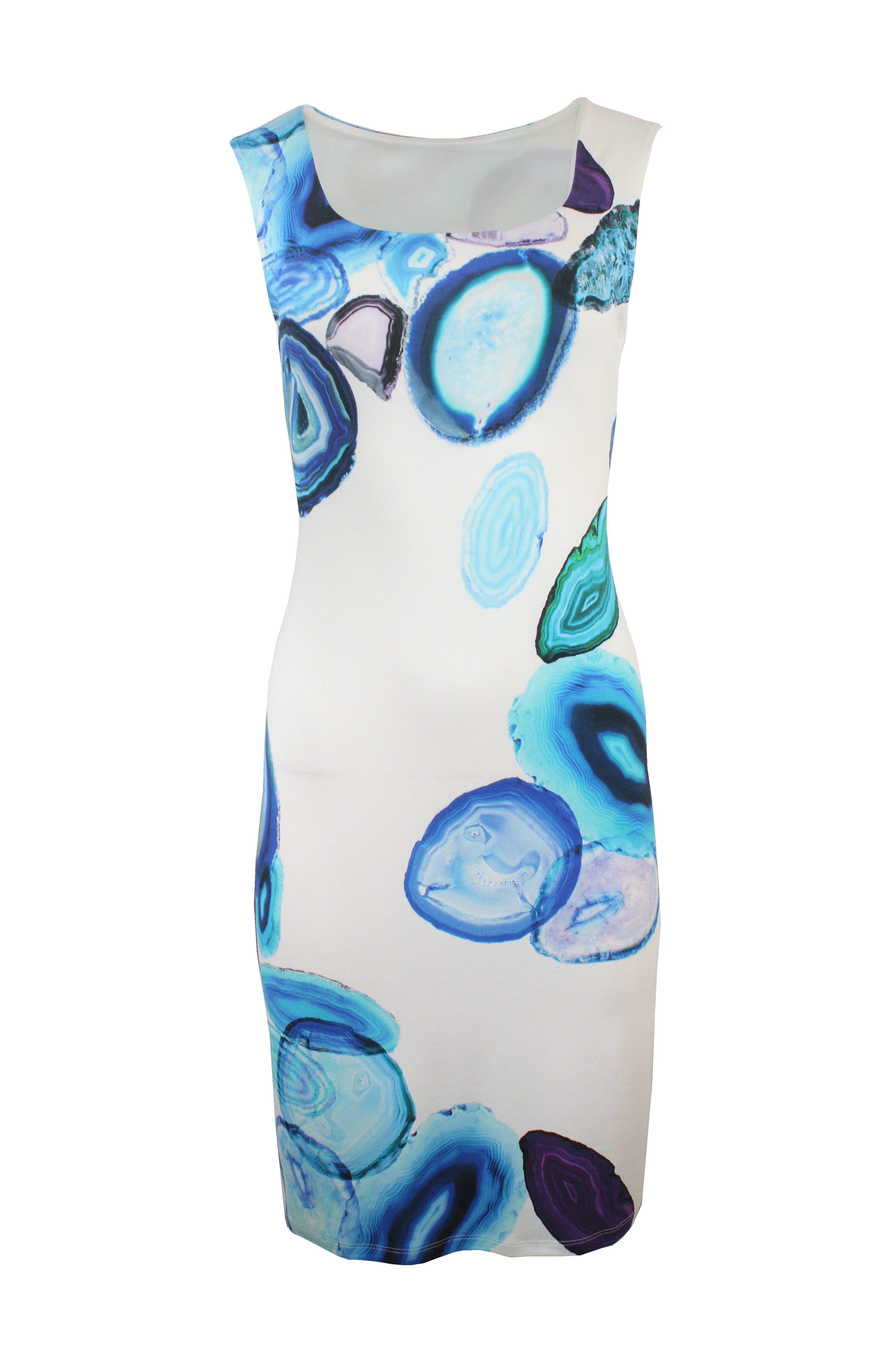 Passioni Strickkleid in Aqua-Abstrakt-Print