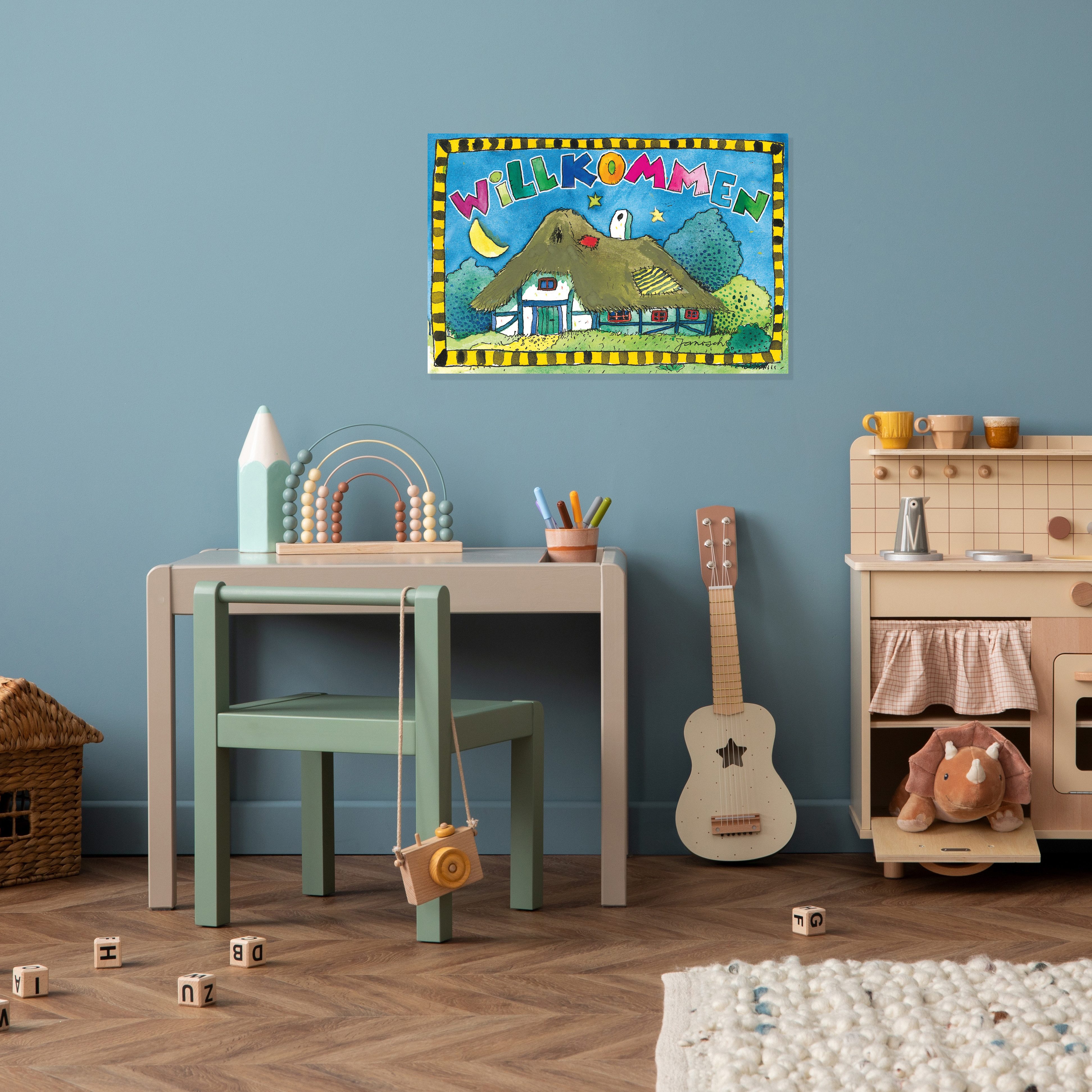 LuckyLinde Wanddekoobjekt Der kleine Tiger und der kleine Bär - Willkommen (1 St), Exklusive JANOSCH Kindermotive, Stahlschild