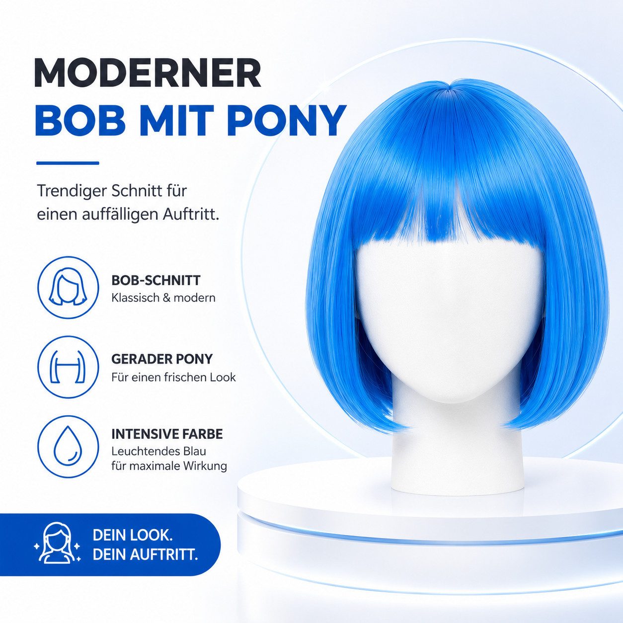 TK Gruppe Kostüm-Perücke Bob Wig Kurzhaarperücke Retro – für Fasching & Karneval