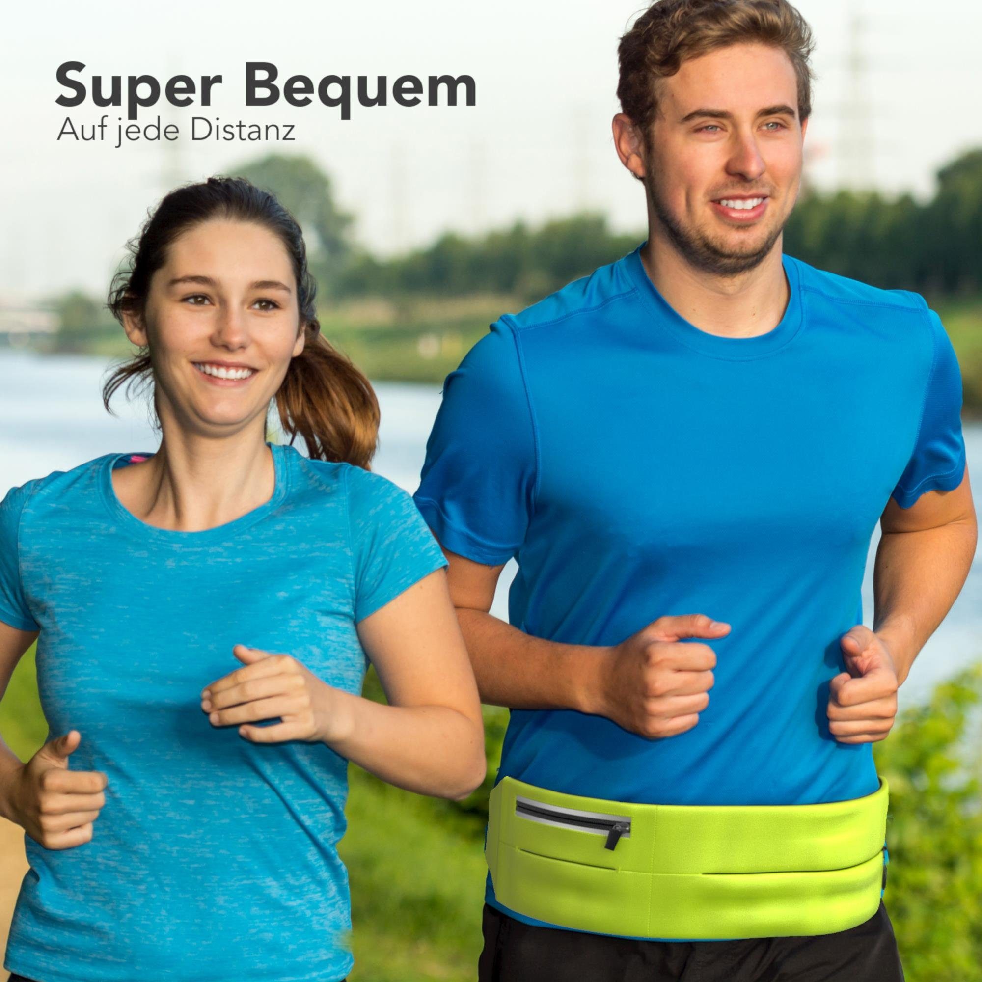 EAZY CASE Laufgürtel Universal Sport Bauchtasche Breit Bauchtasche Damen Herren Sport Laufgürtel Herren Bauchtasche Gelb