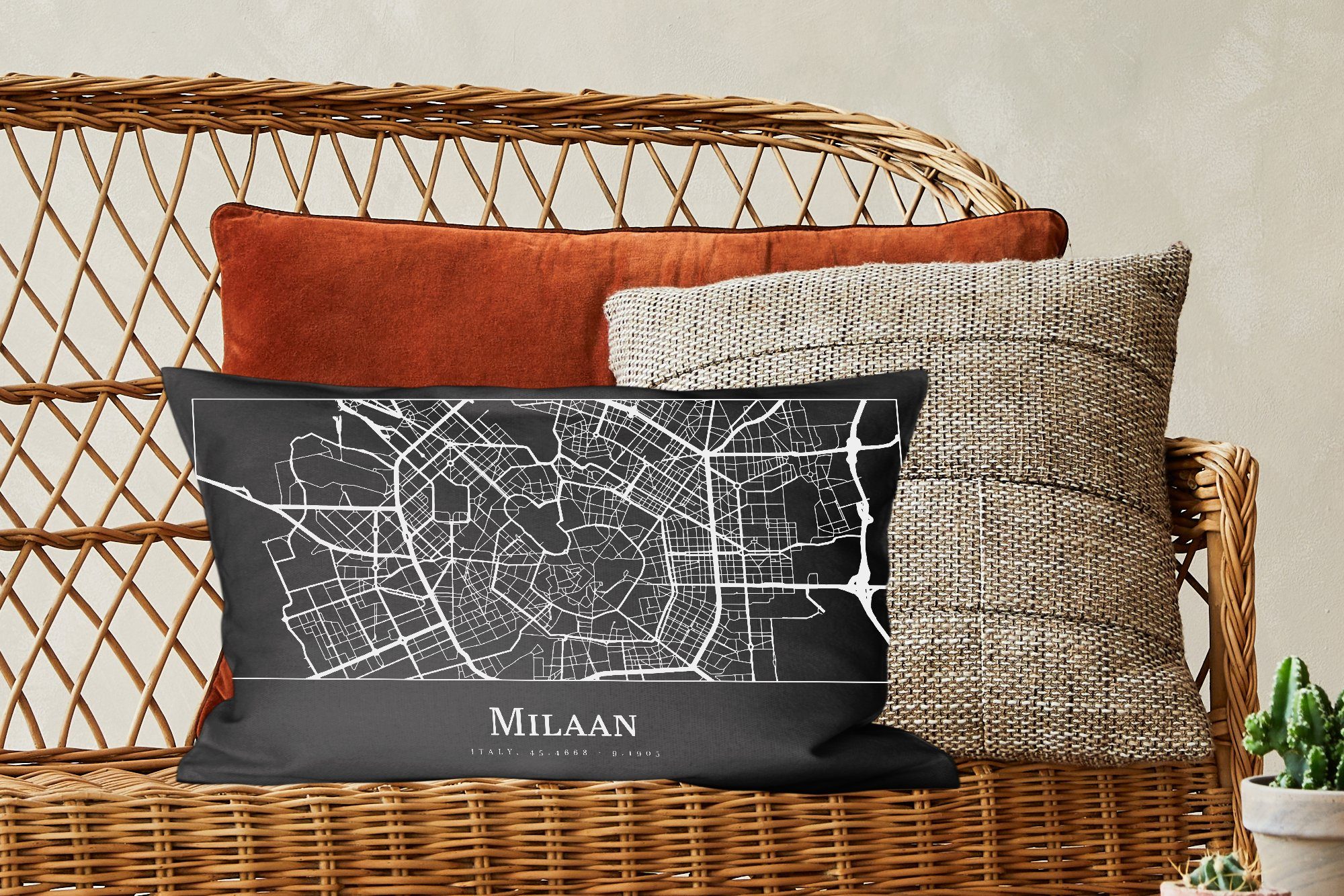 Karte Zierkissen, Wohzimmer Dekoration, - - Stadtplan, Mailand Schlafzimmer Füllung, MuchoWow mit Dekokissen Dekokissen
