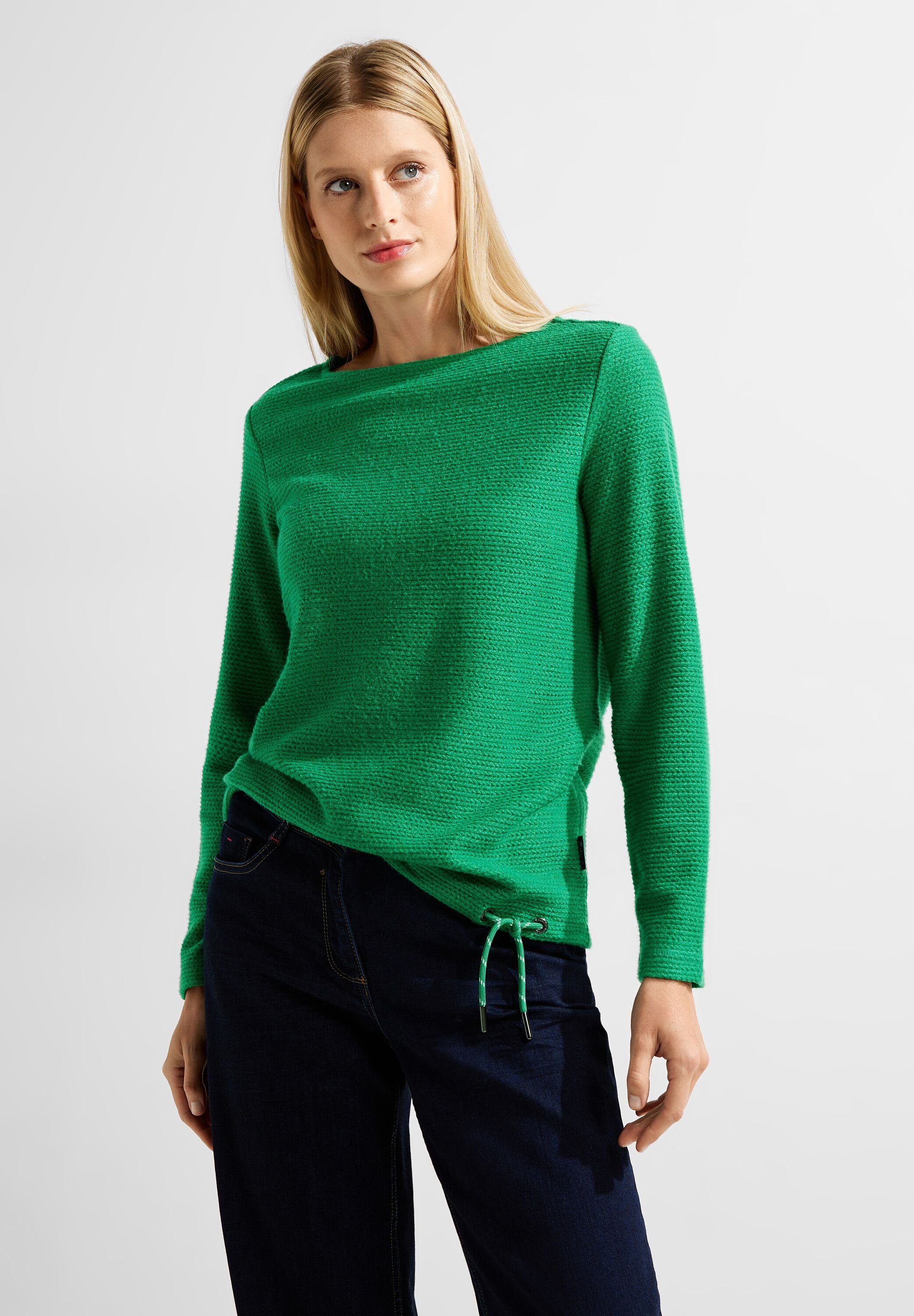 Langarmshirt Langarmshirt Struktur green Cecil easy