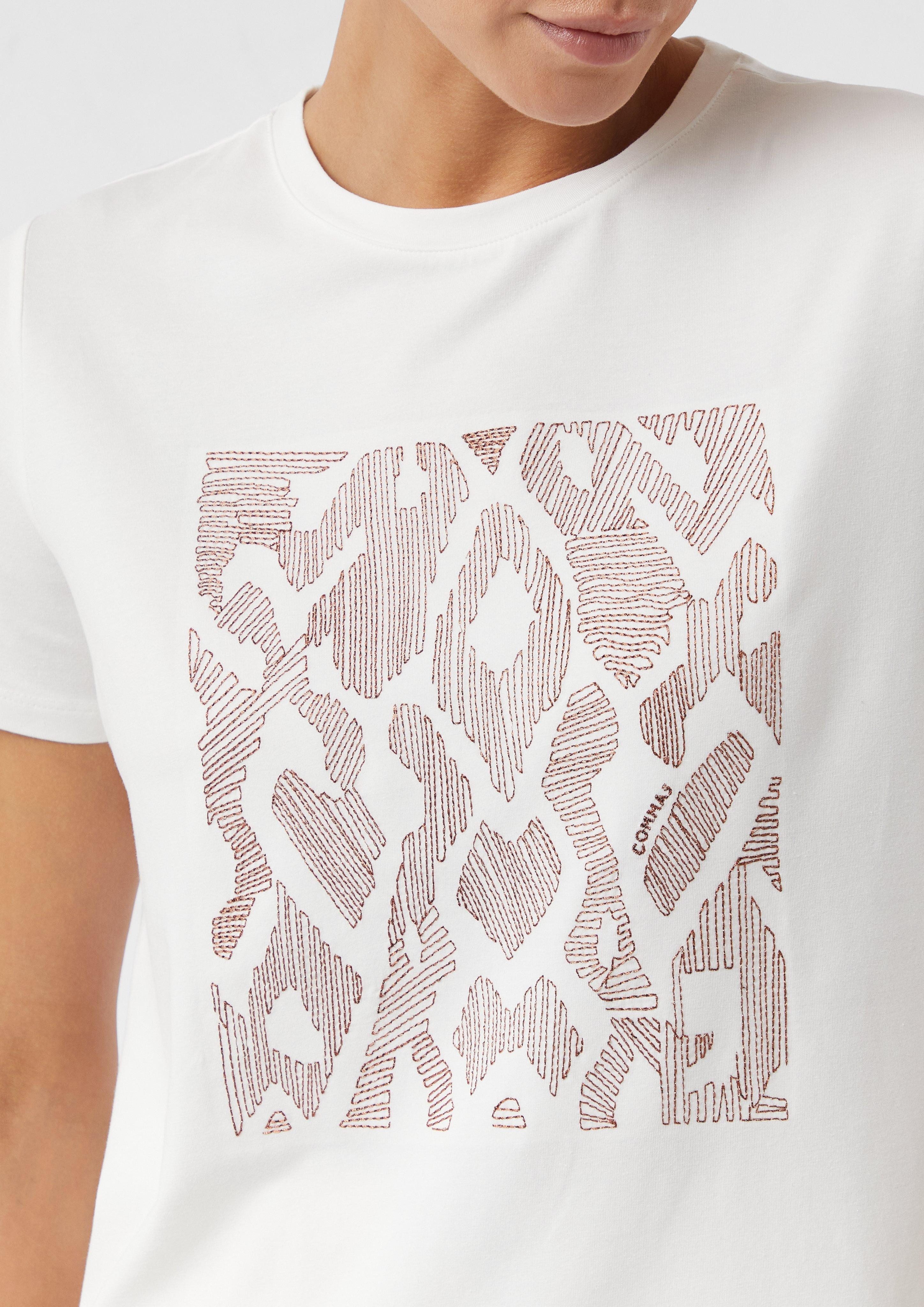 Comma Kurzarmshirt T-Shirt aus Baumwollmix mit günstig online kaufen