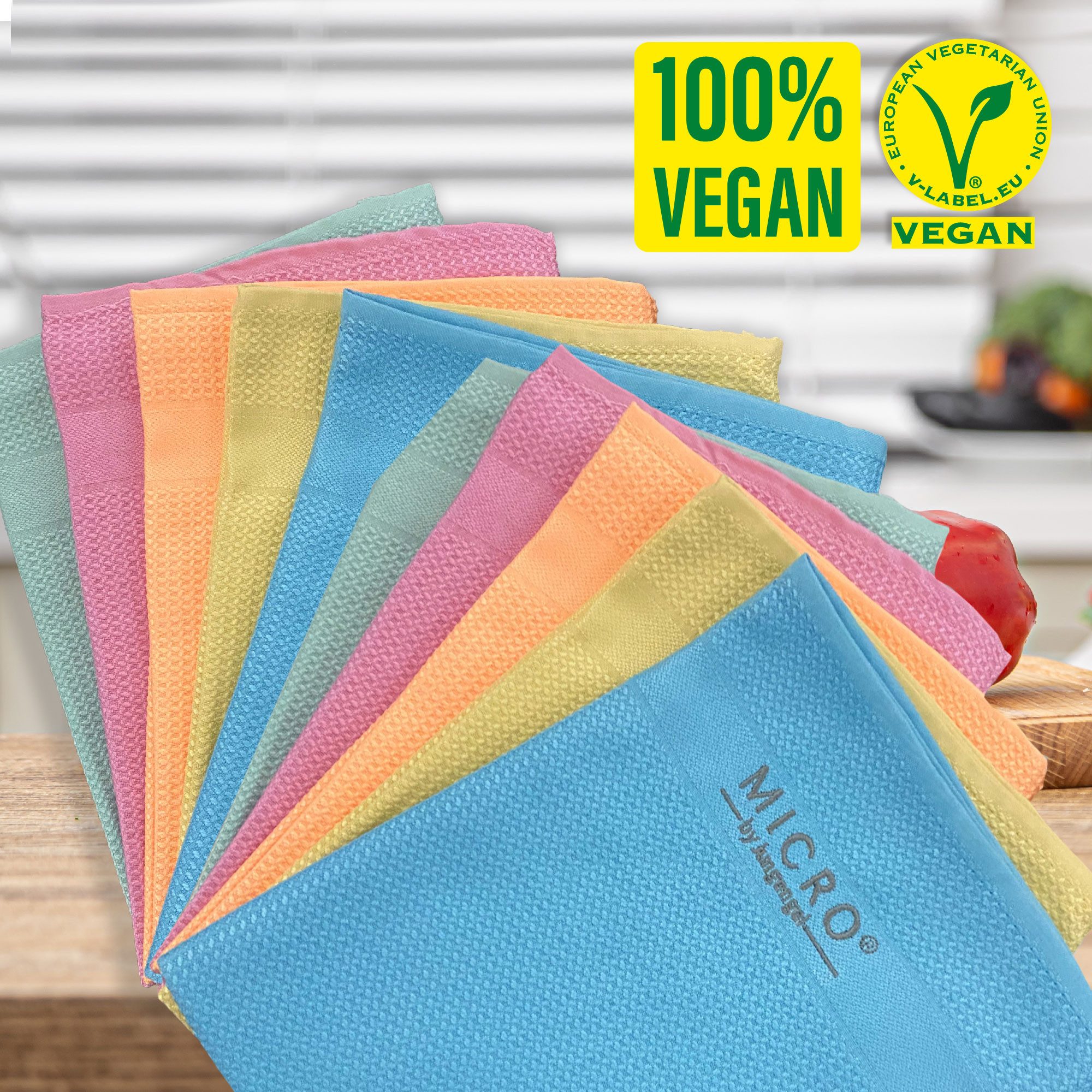 Micro by Jungengel Premium Reinigungstuch Abtrocktuch Allzecktücher Mikrofasertuch Mikrofasertuch (20%Polyamide80%Polyester, 42x68 cm, Set, 10-tlg., 10x Premium Tücher, 100% Vegan Zertifiziert, Staubfrei & Fusselfrei, Waschbar 60°C)