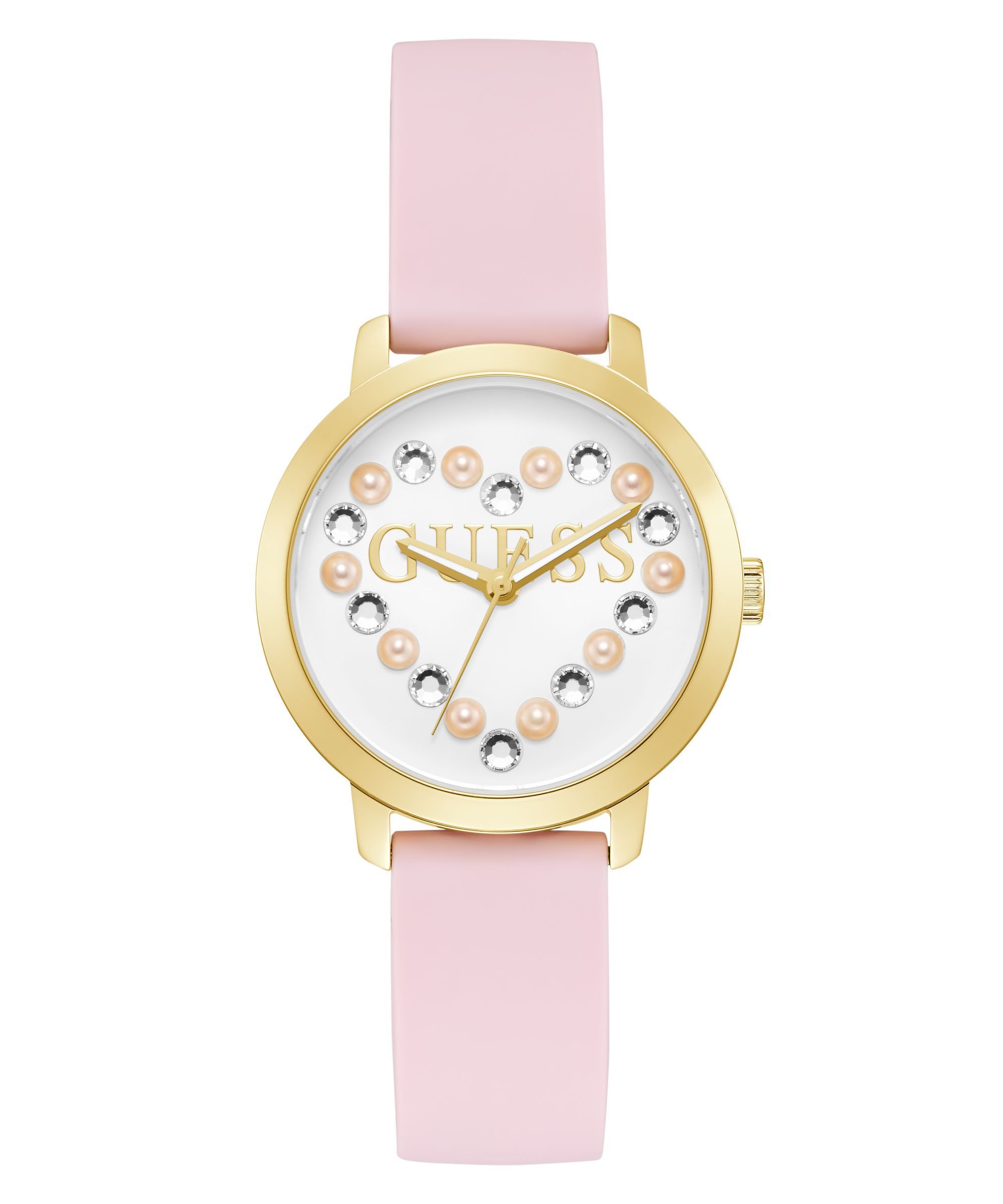 Guess Quarzuhr DEVOTION GW0998L2, Armbanduhr, Damenuhr, Silikonarmband, analog