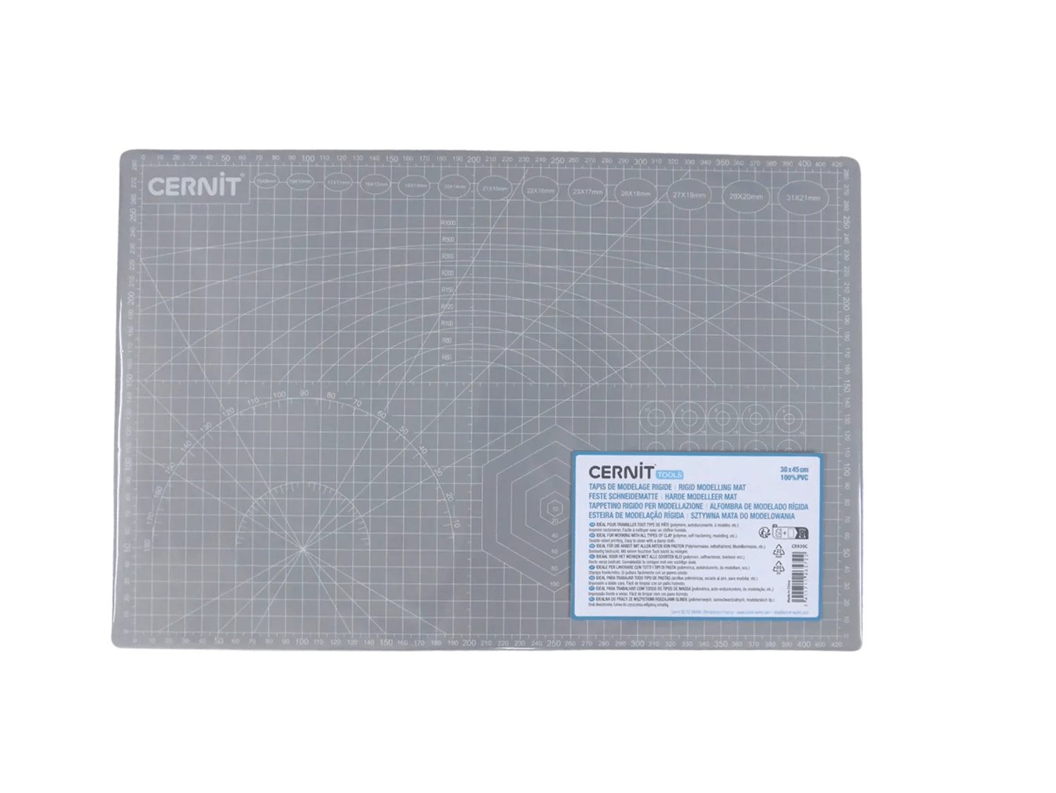 Cernit Modelliermasse Feste Schneidematte für Modelliermassen, 45x30x3 cm - Grau CE920C, Hilfsmittel