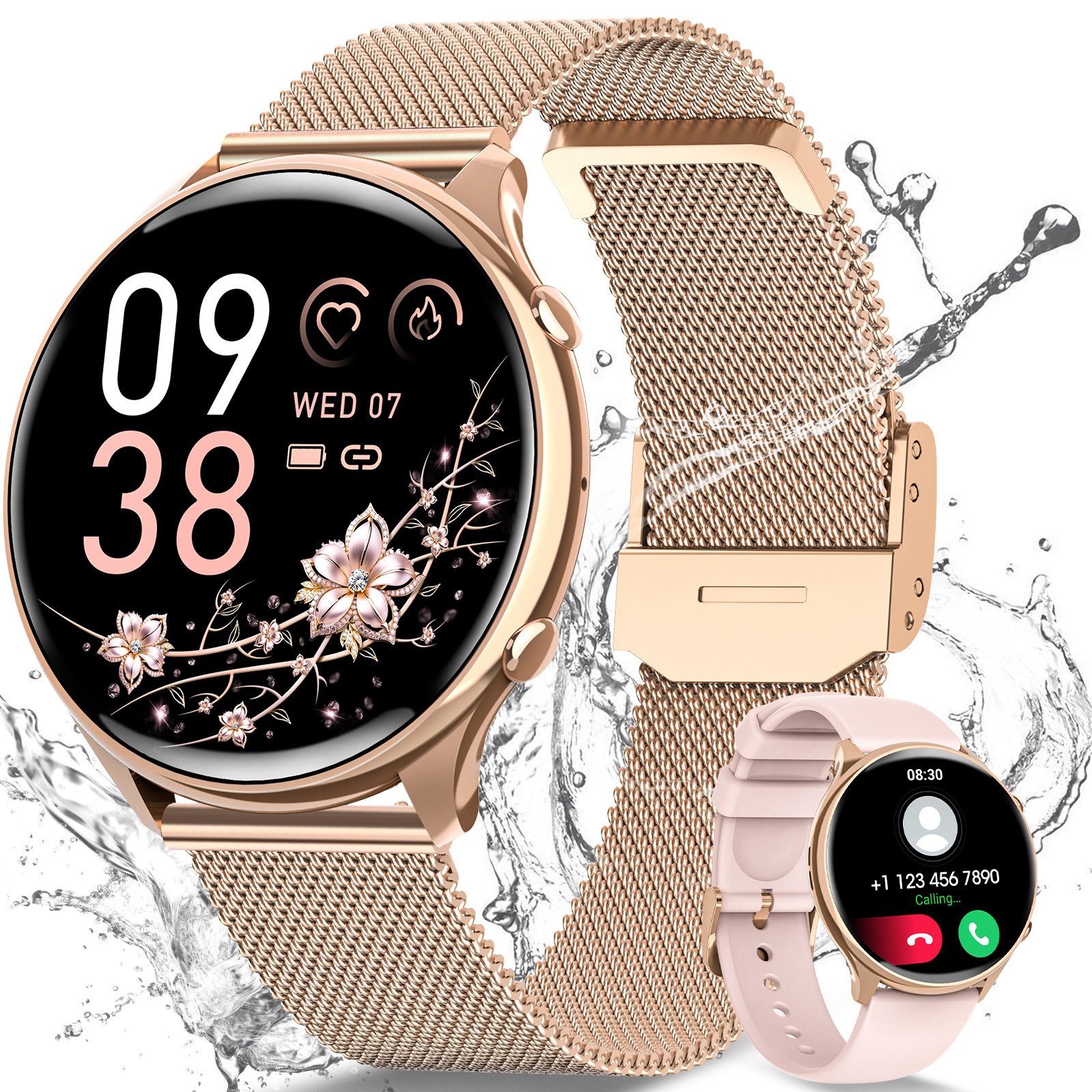 2025 Neueste Smartwatch Damen mit Bluetooth-Anruf und 100+ Sportmodi Smartwatch
