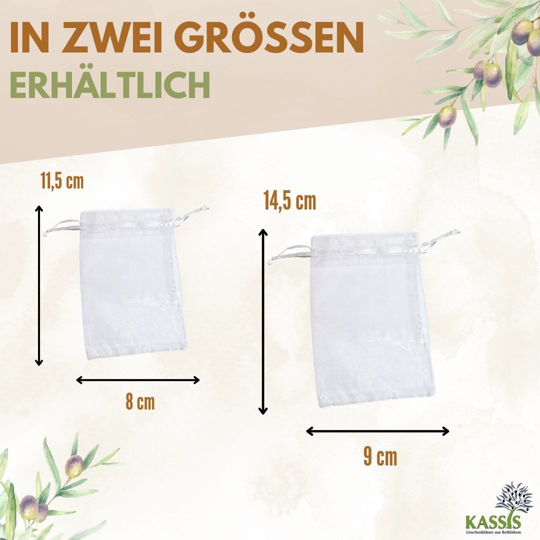 Kassis Geschenkartikel Organzasäckchen 10 Stück - weißer Schmuckbeutel Schmucketui Organzabeutel, Geschenkzubehör