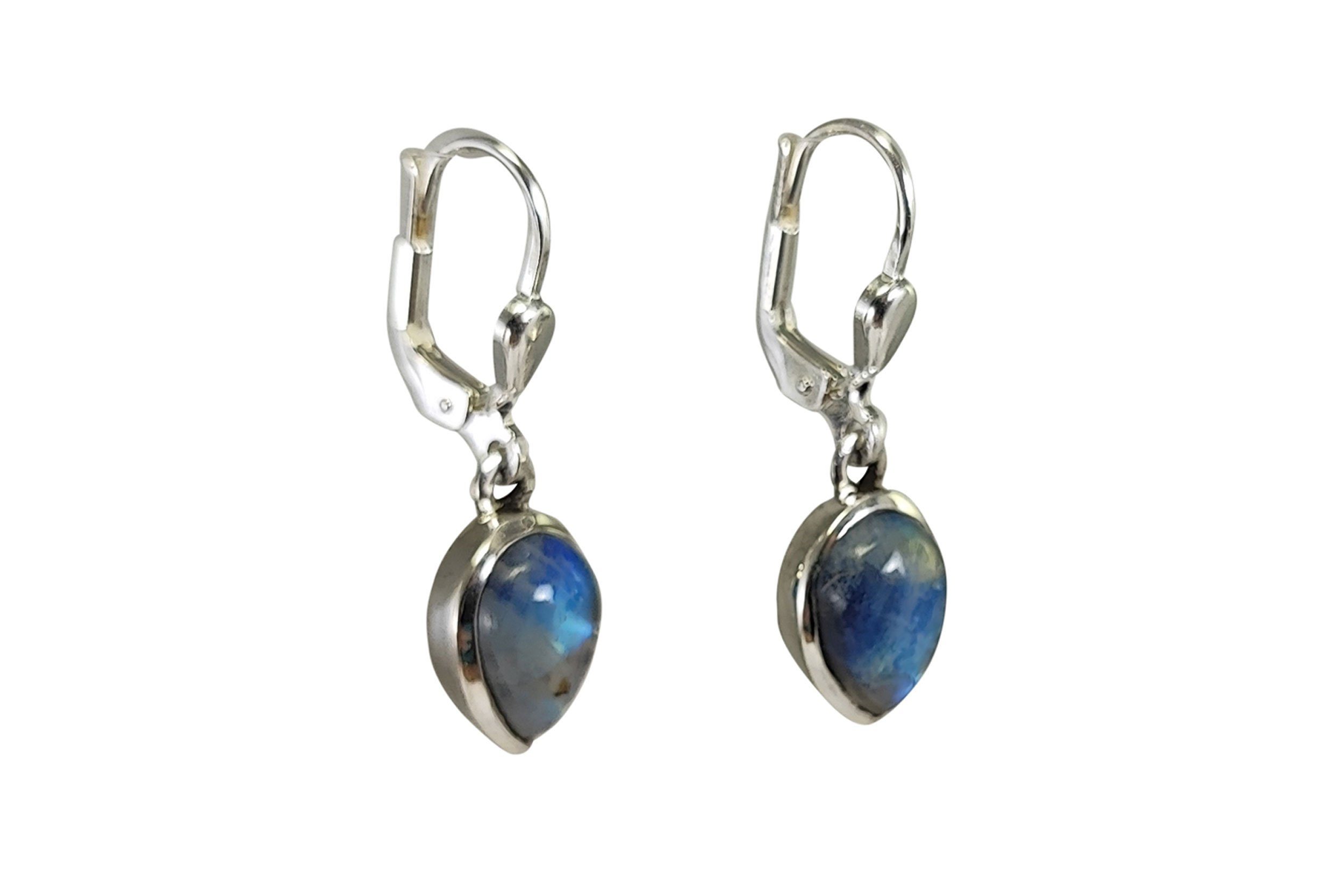 ALUNA Paar Ohrhänger Regenbogen-Mondstein Ohrringe Silber 925 Tropfen (inkl. Schmuckbox), faszinierend schillernd - echte Steine _ er0340x3