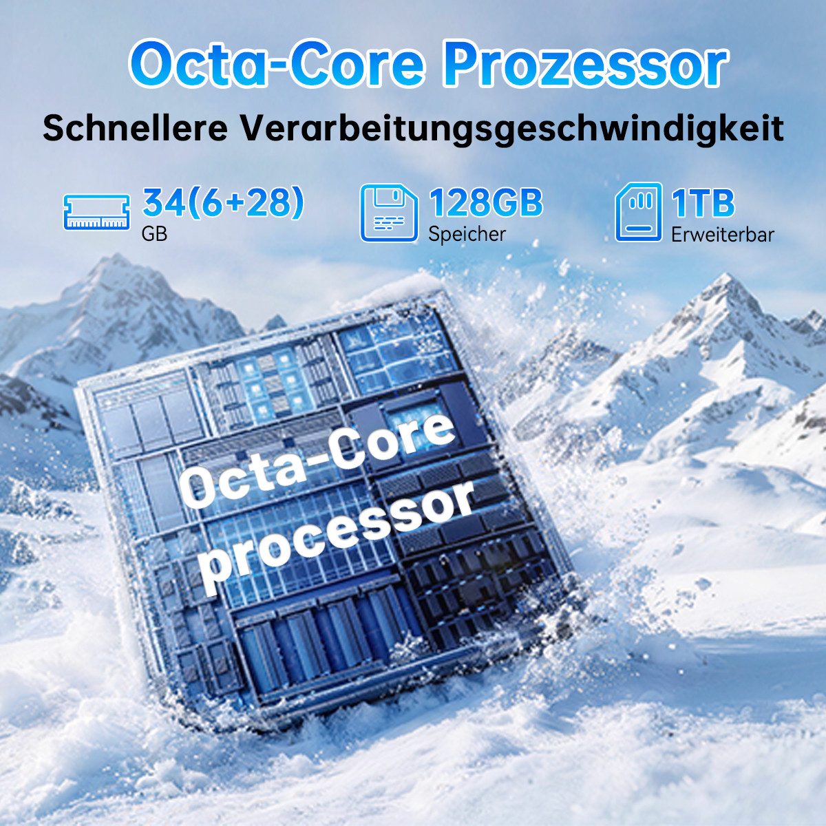 Happybe 10,1'' Octa-Core, 6000 mAh, HD 1280x800, 34GB/36GB RAM, 128GB/256GB Tablet (10.1", 128 GB, Android, Android 16, Gemini KI-Assistent, Widevine L1)