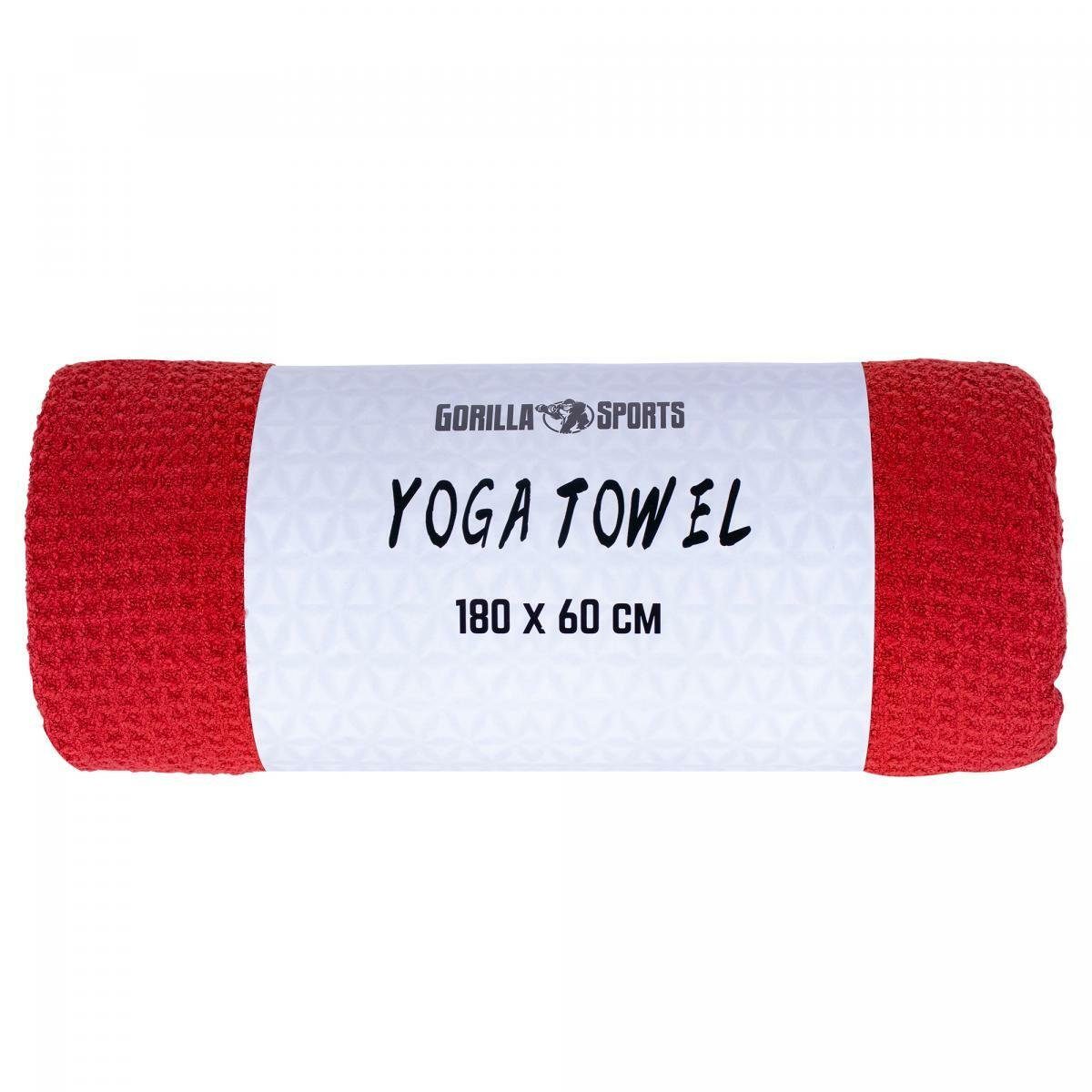 GORILLA SPORTS Sporthandtuch Yoga Handtuch 180x60cm, Towel, Strandtuch, Saugfähig, Schnelltrocknend Dunkelrot
