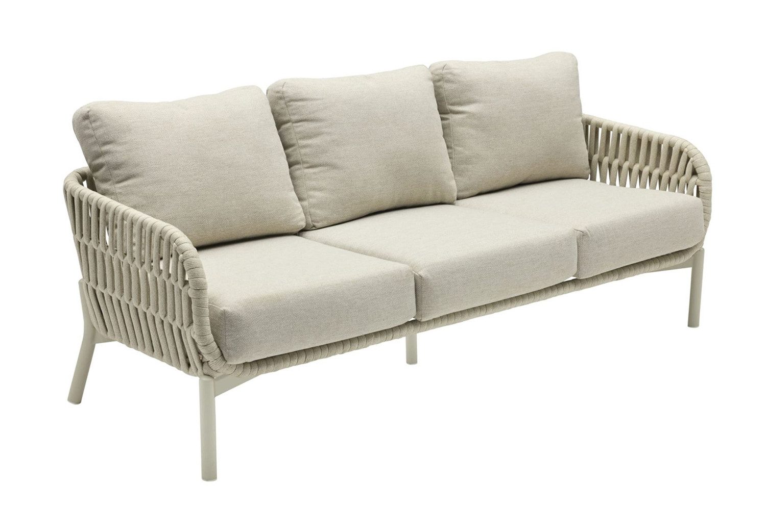 dasmöbelwerk Loungesofa Loungesofa Malte 3-Sitzer Gartensofa mit Polster Relaxsofa Rope Taupe