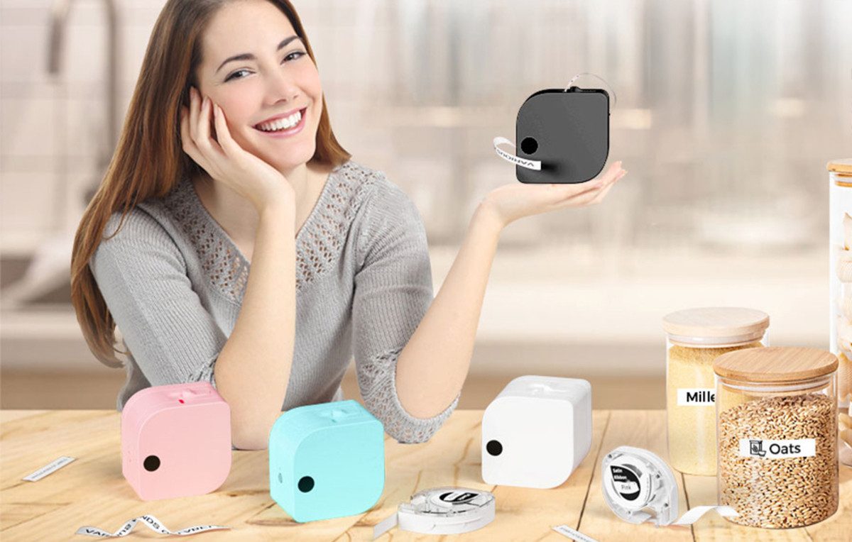 Phomemo Phomemo P12 Tragbarer Etikettendrucker Bluetooth Schwarz Mini-Drucker